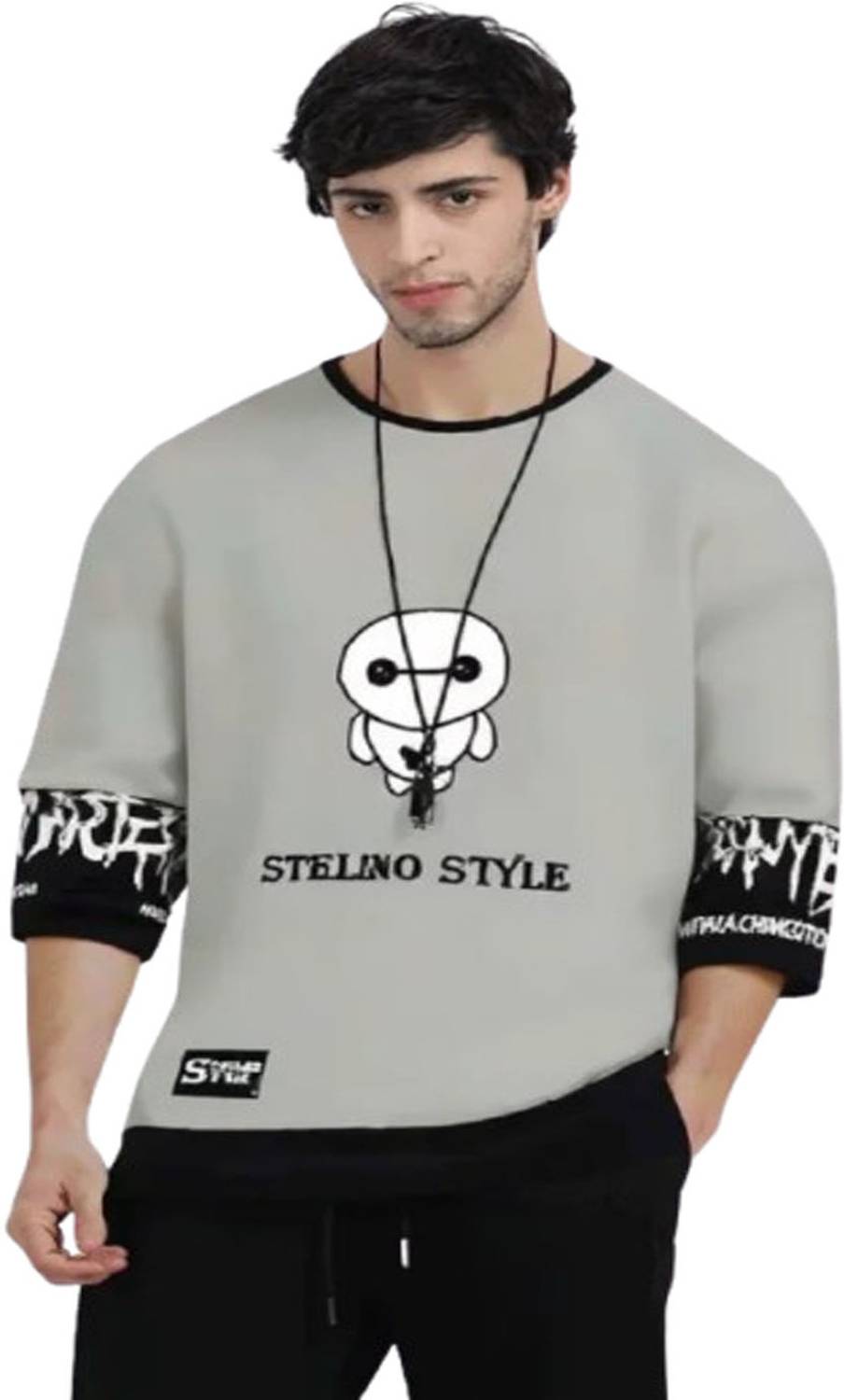 Stelino Printed Men Grey T-Shirt - Image 4
