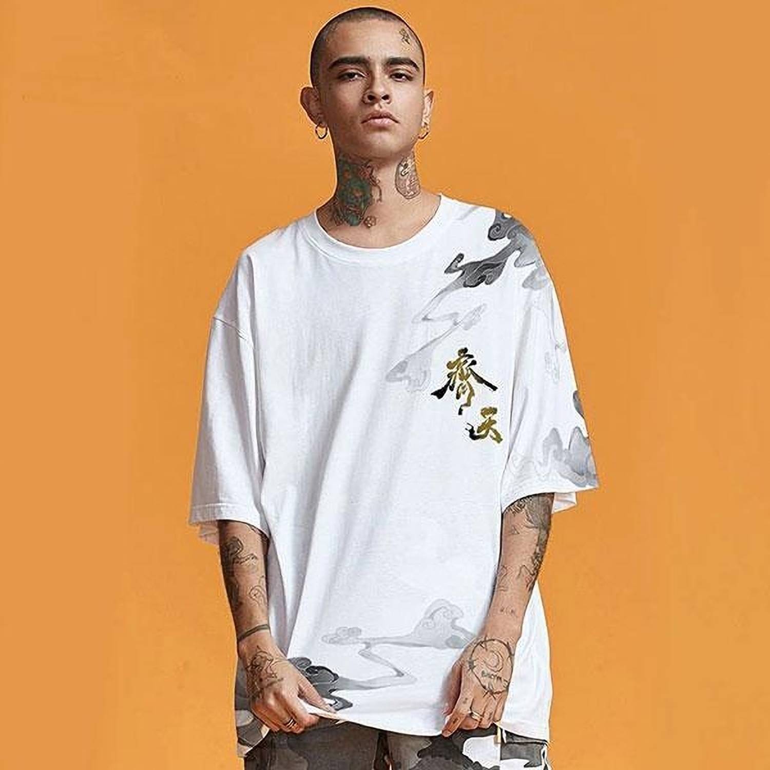 Yellow Tree Men Round Neck White T-Shirt with Yellow Tree Print - Image 2