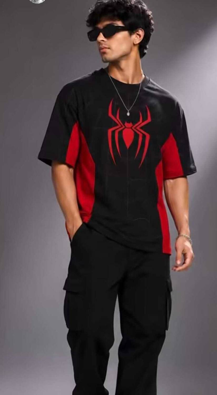 CRAZEO Graphic Print Men Round Neck Black, Red T-Shirt - Image 1