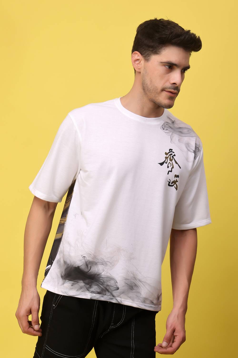 Yellow Tree Men Round Neck White T-Shirt with Yellow Tree Print - Image 5
