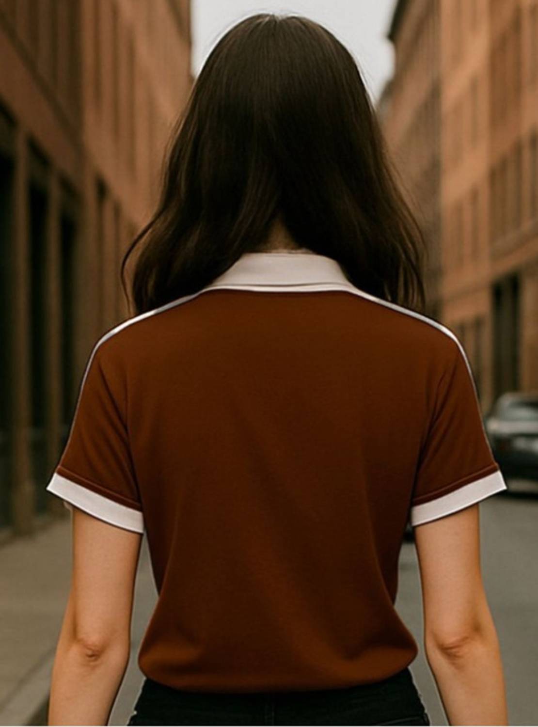 YTrick Solid Women Brown T-Shirt - Image 4