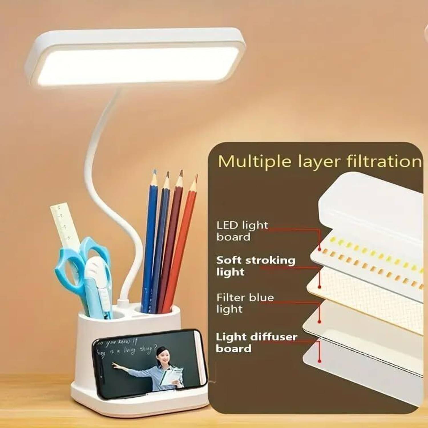 Trust Ware 3 Color LED Study Lamp with Phone Holder - Image 4