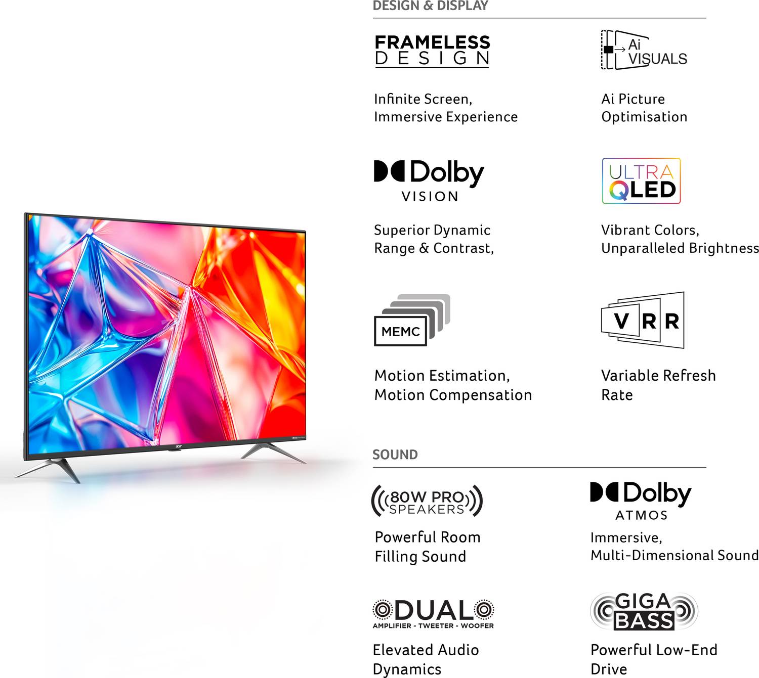 Acer Super Series 50 inch QLED 4K Smart TV Black - Image 2