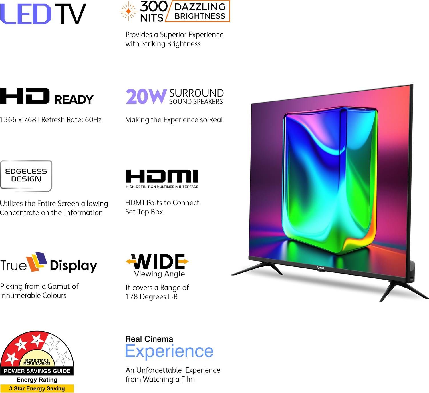 VW PURE VIEW 80 cm (32 inch) HD Ready LED TV 2025 Edition - Image 3