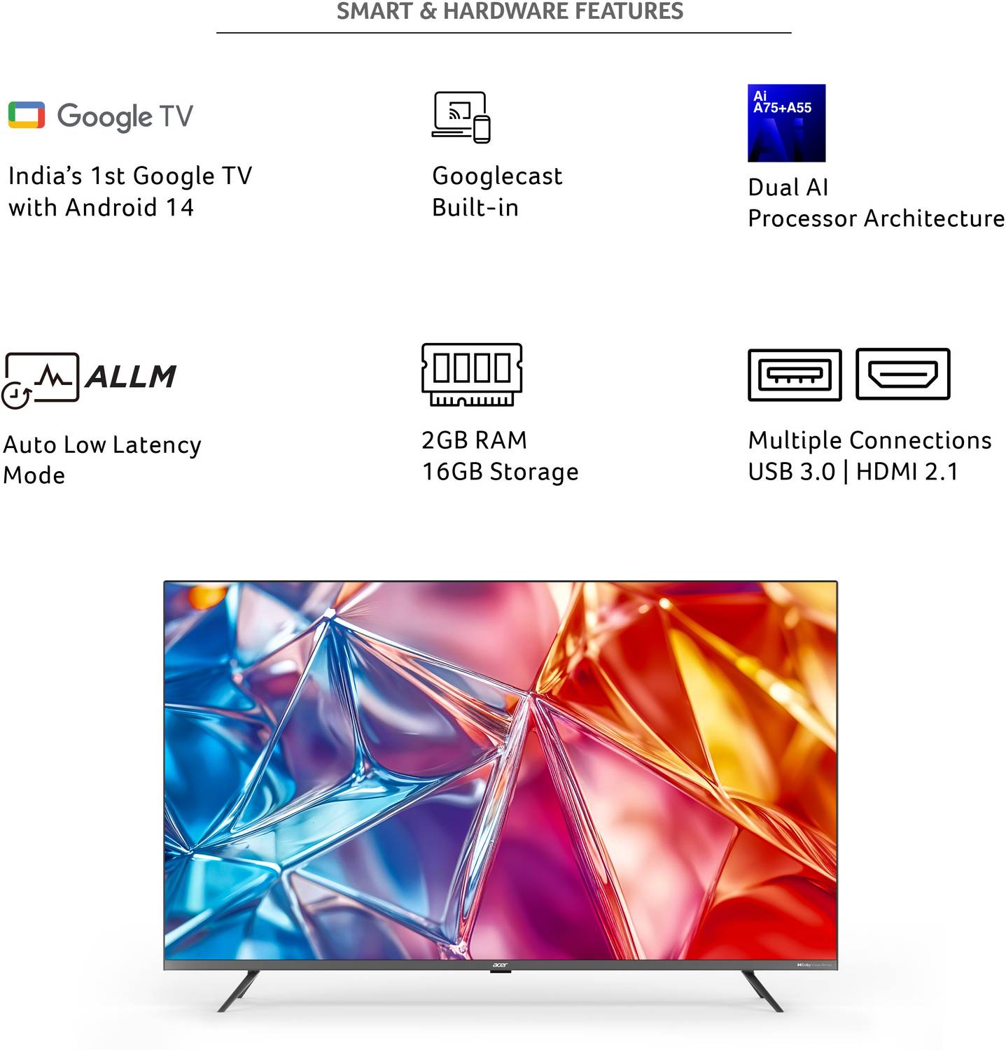 Acer Super Series 50 inch QLED 4K Smart TV Black - Image 3
