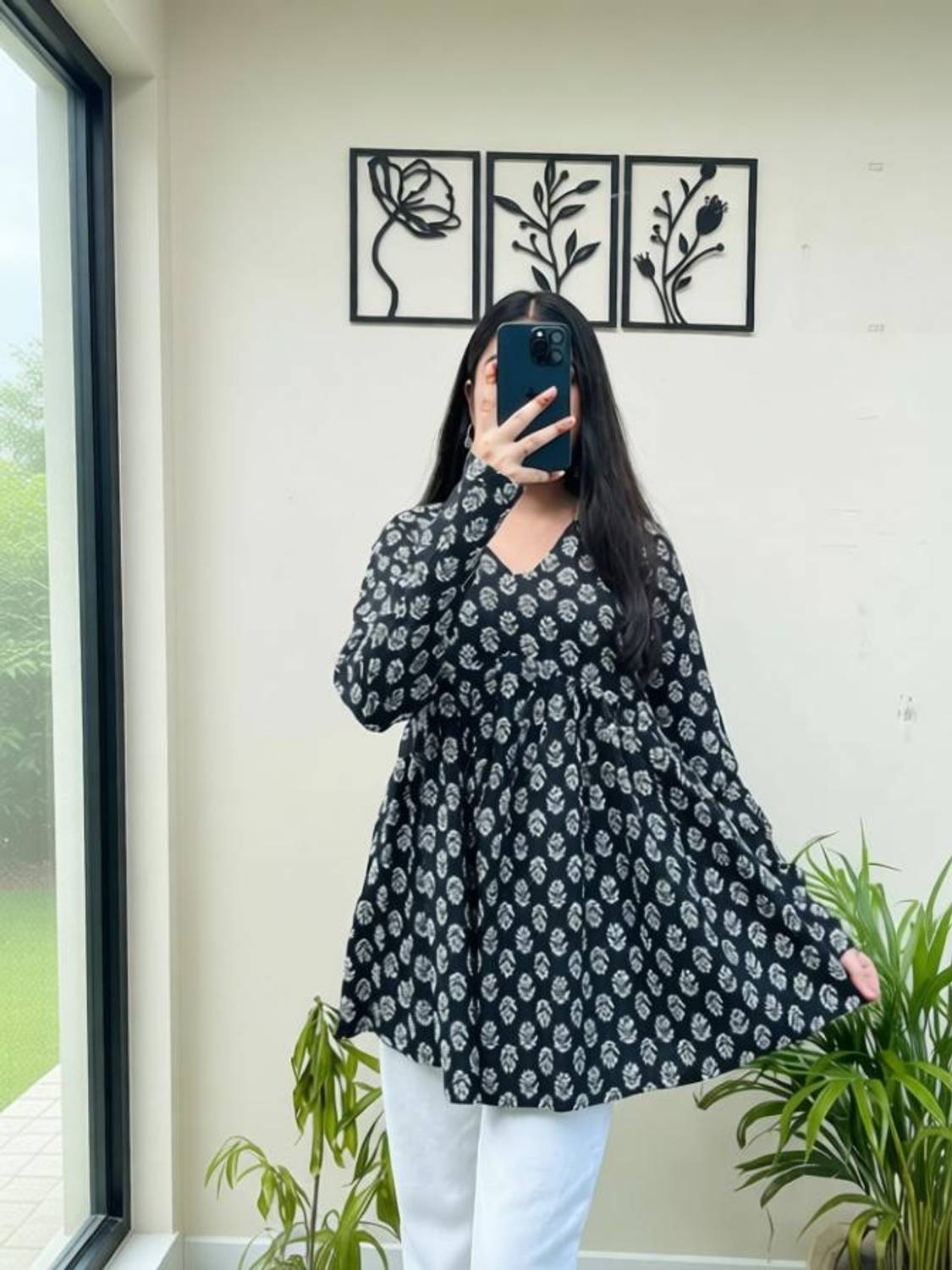 Aadinath Fashion Casual Printed Women Black Top