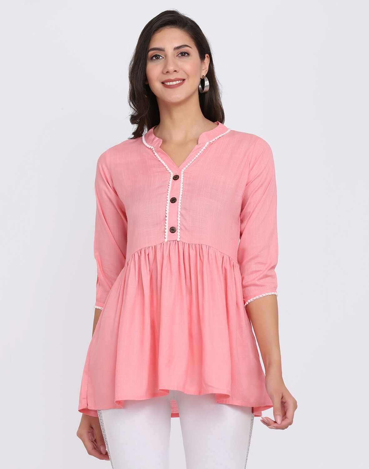 HANUMNTRA Casual Lace Women Pink Top