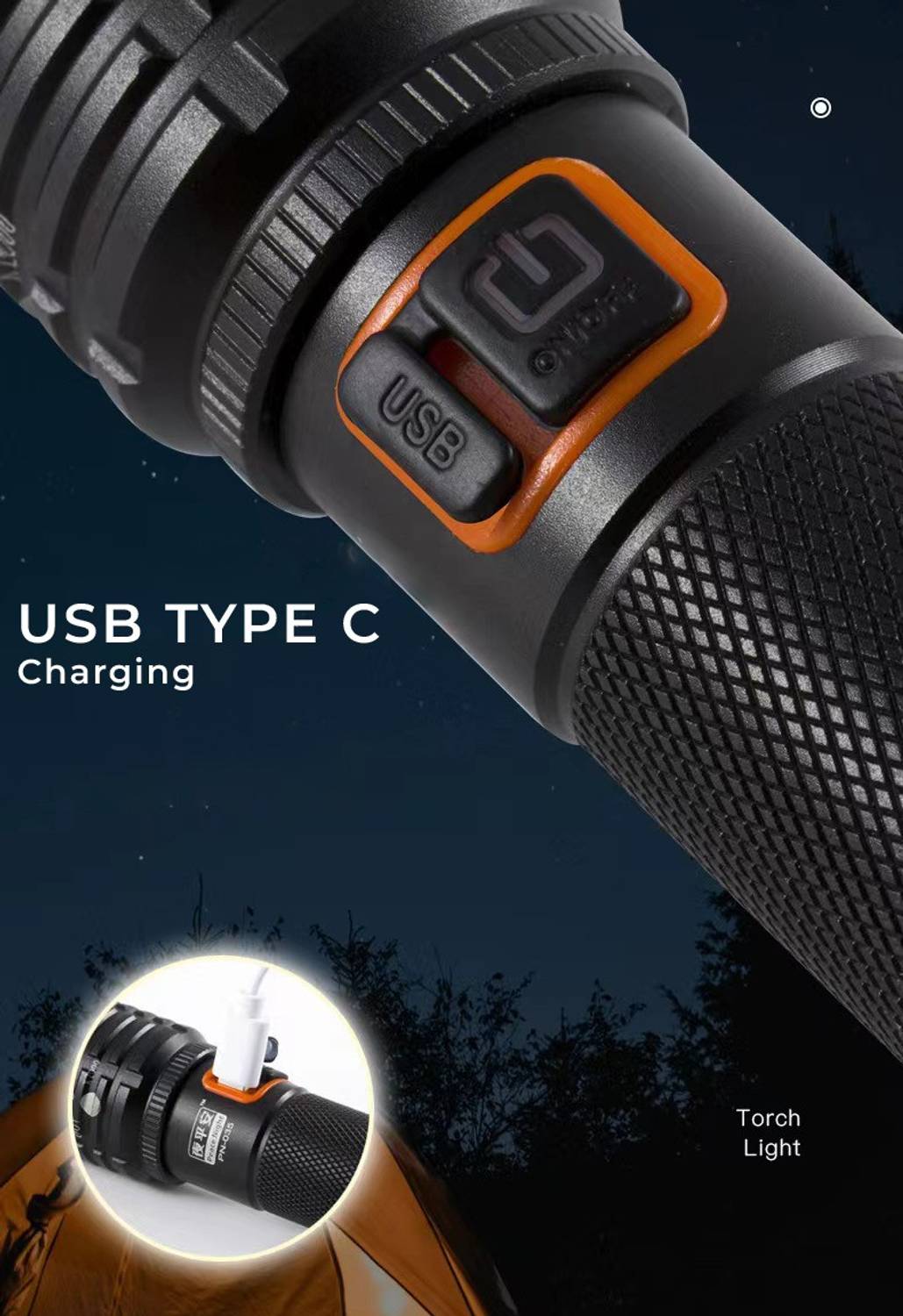 MZ 035 Zoomable LED Metal Troch 4 Modes Flashlight, Super Bright