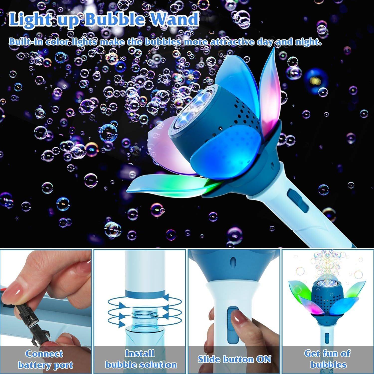 Shopsy RVEnterprise Bubble Stick Light Up Flower Wand Toy - Image 4