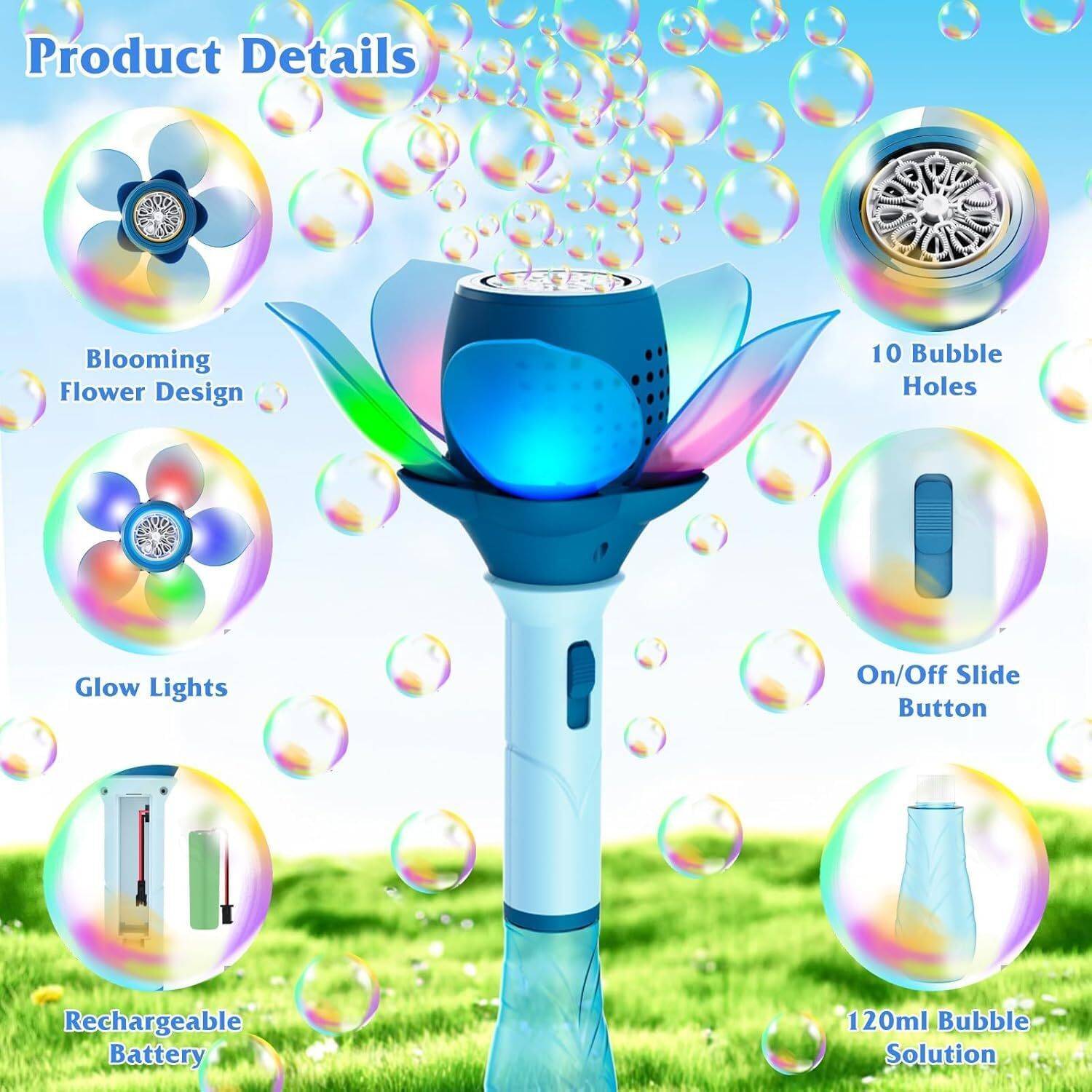 Shopsy RVEnterprise Bubble Stick Light Up Flower Wand Toy - Image 5