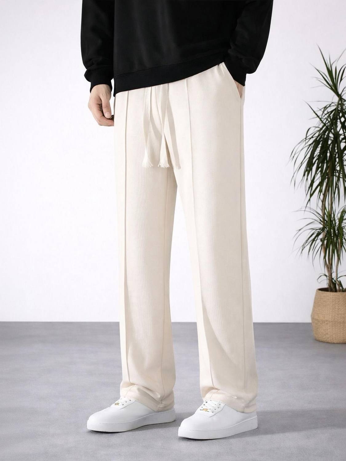 Paralians Men Beige Track Pants - Image 1