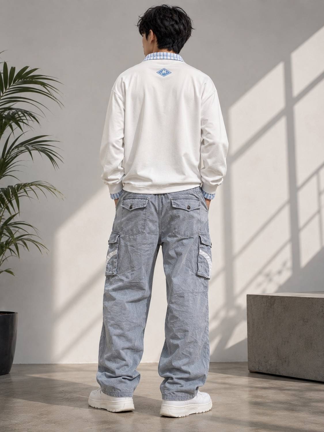 TZCREATION Self Design Men Light Blue Track Pants - Image 2