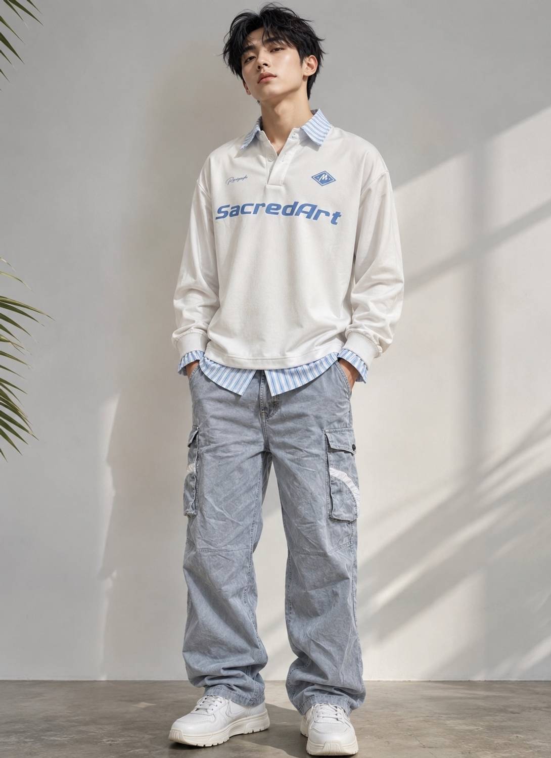 TZCREATION Self Design Men Light Blue Track Pants - Image 1