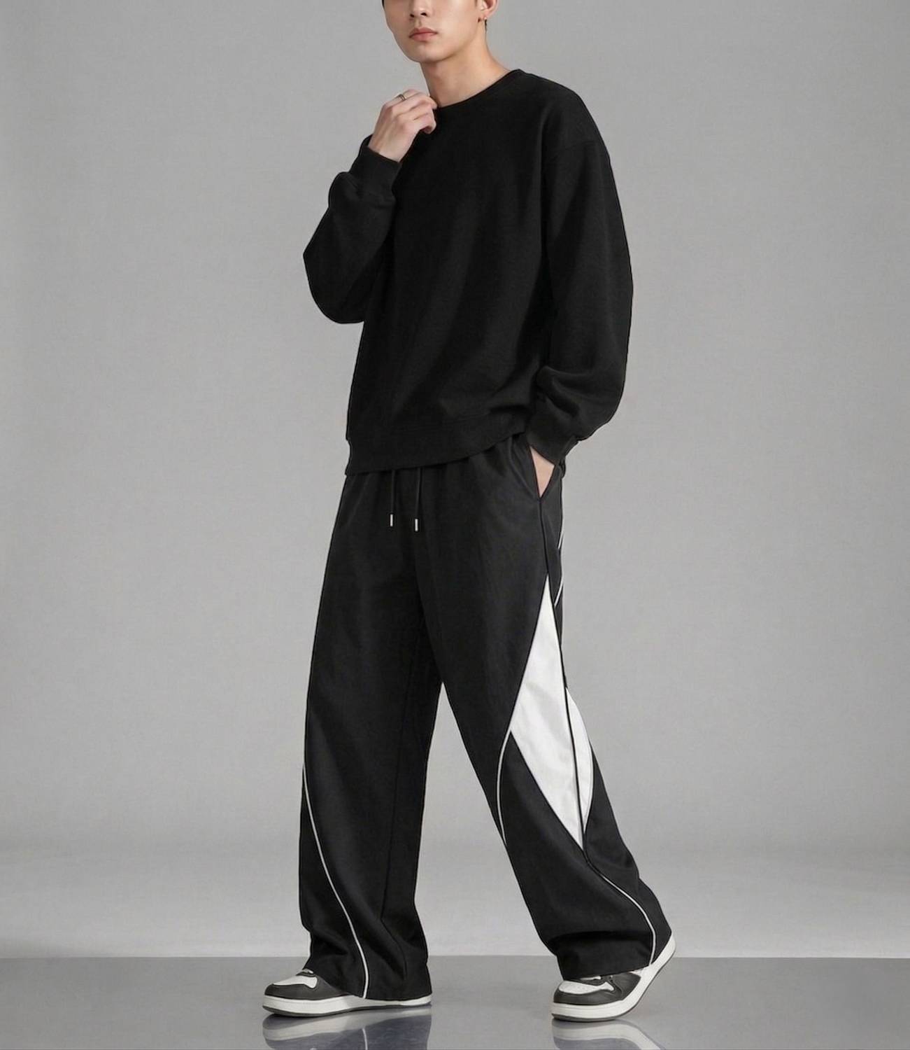 MODESHIFT Striped Men White, Black Track Pants - Image 4