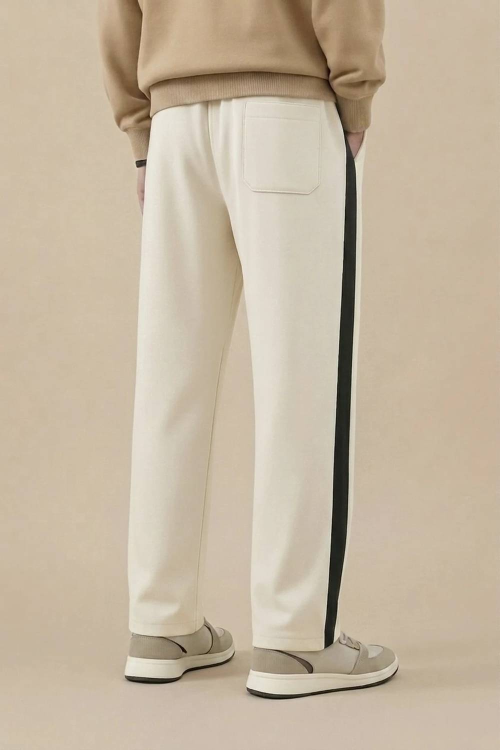 S2SFASHIONS Beige Striped Men Track Pants - Image 2