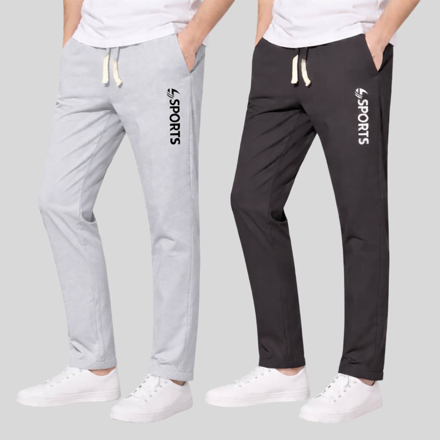 yourker Men Grey, Black Track Pants - Image 1