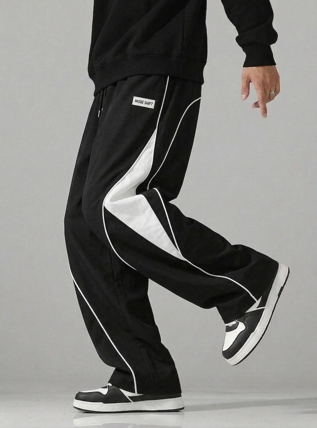 MODESHIFT Striped Men White, Black Track Pants - Image 3