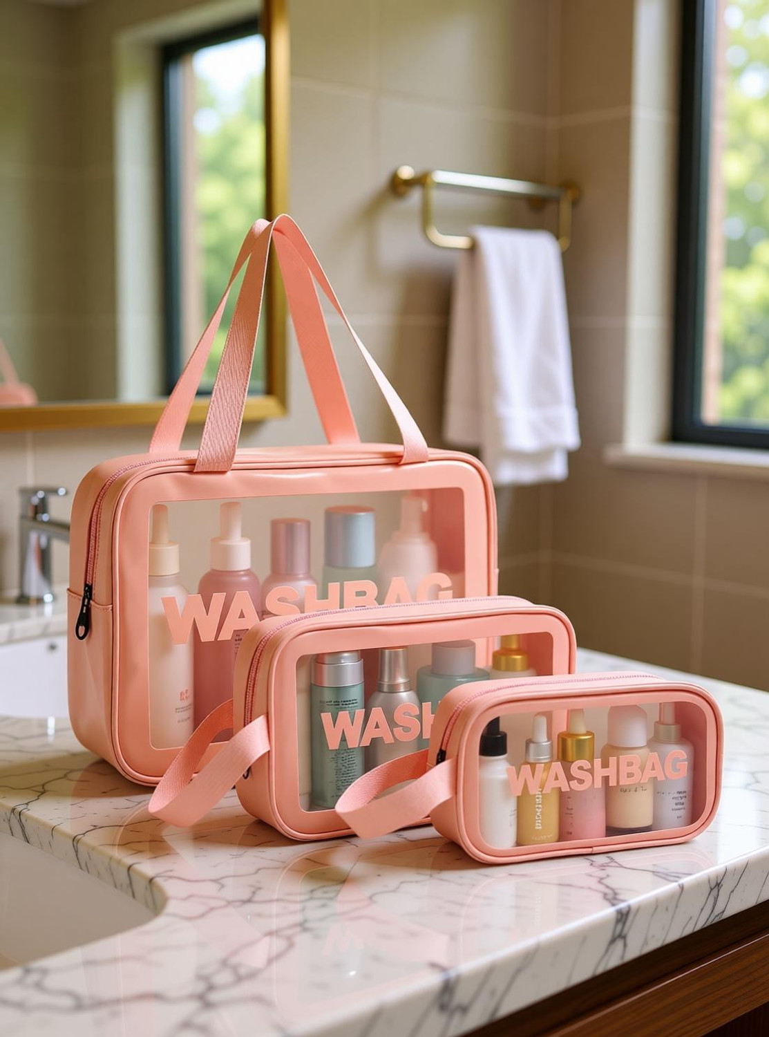 Aepigo Aepigo Travel Cosmetic Bag Clear Makeup Pouch Set Travel Toiletry Wash Bag For Women Travel Toiletry Kit
