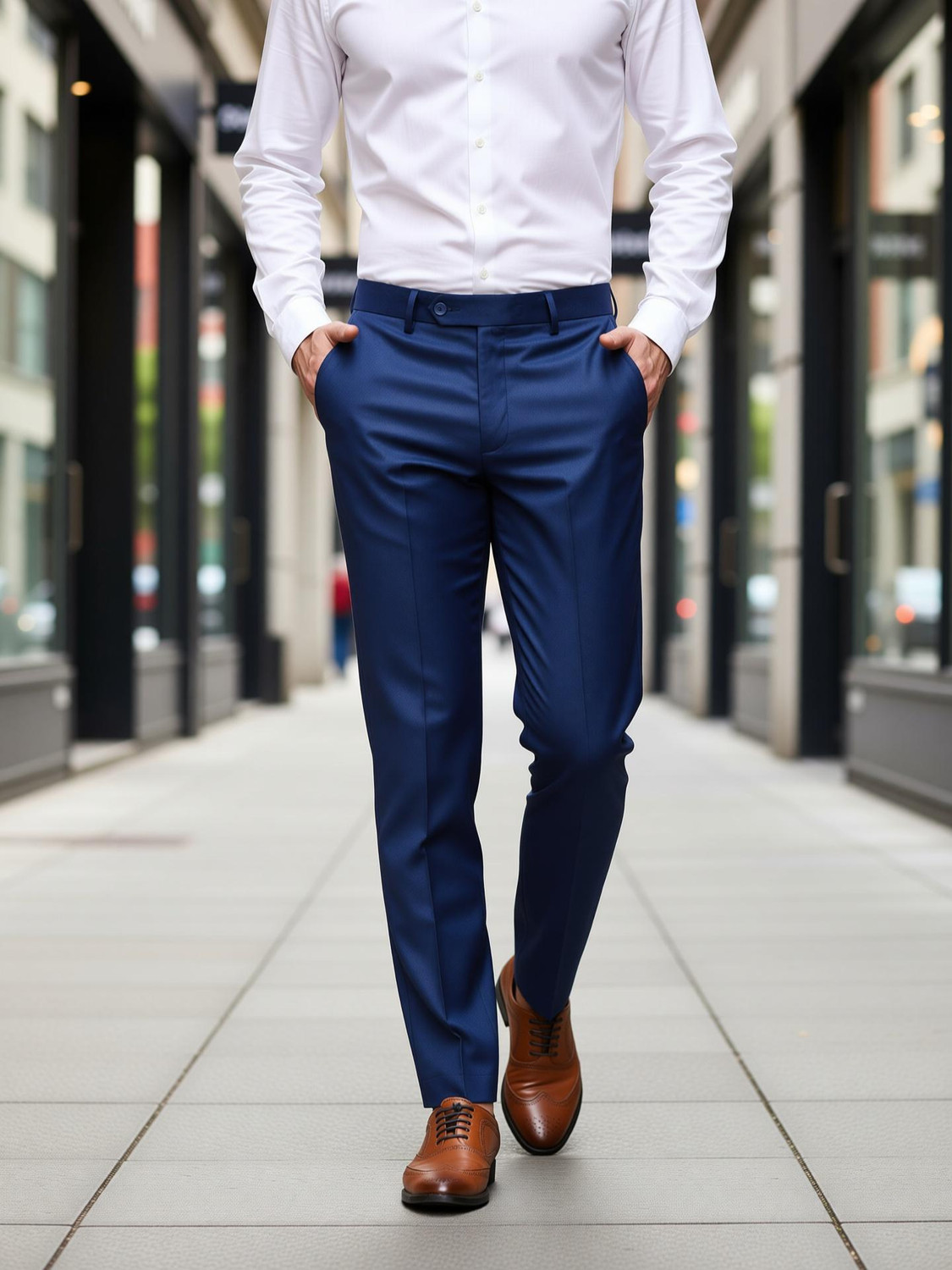 Maleno Slim Fit Men Dark Blue Trousers