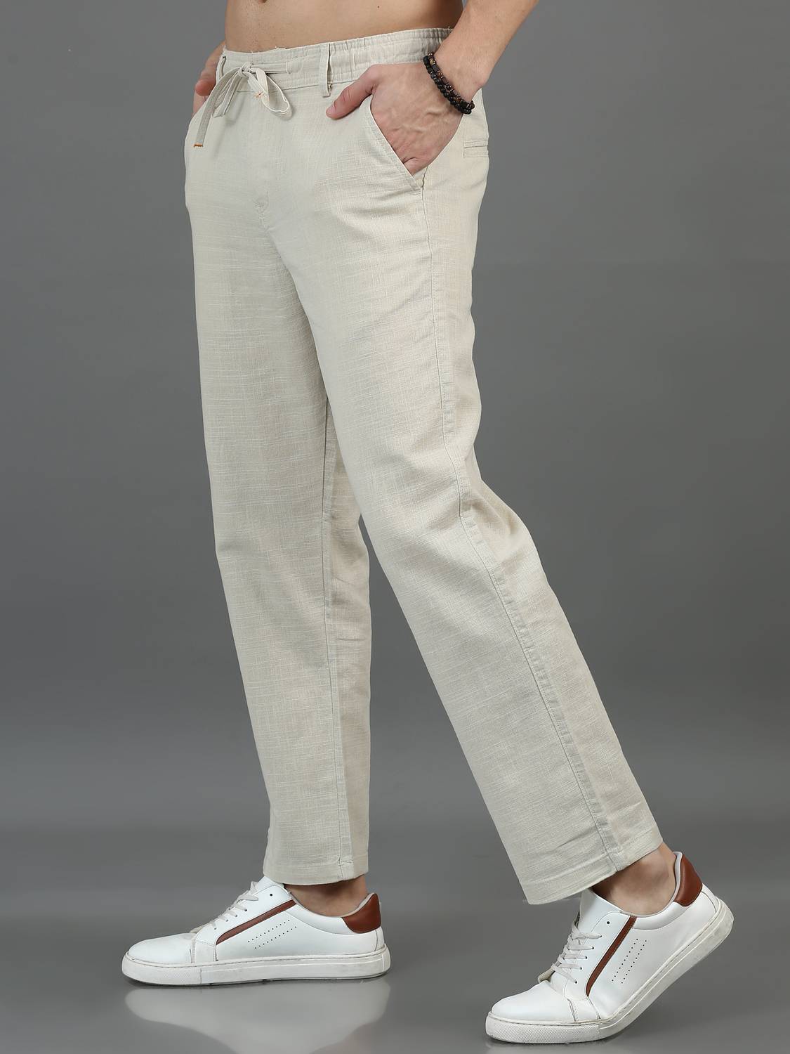 HouseOfCommon Relaxed Men Cream Trousers - Image 3