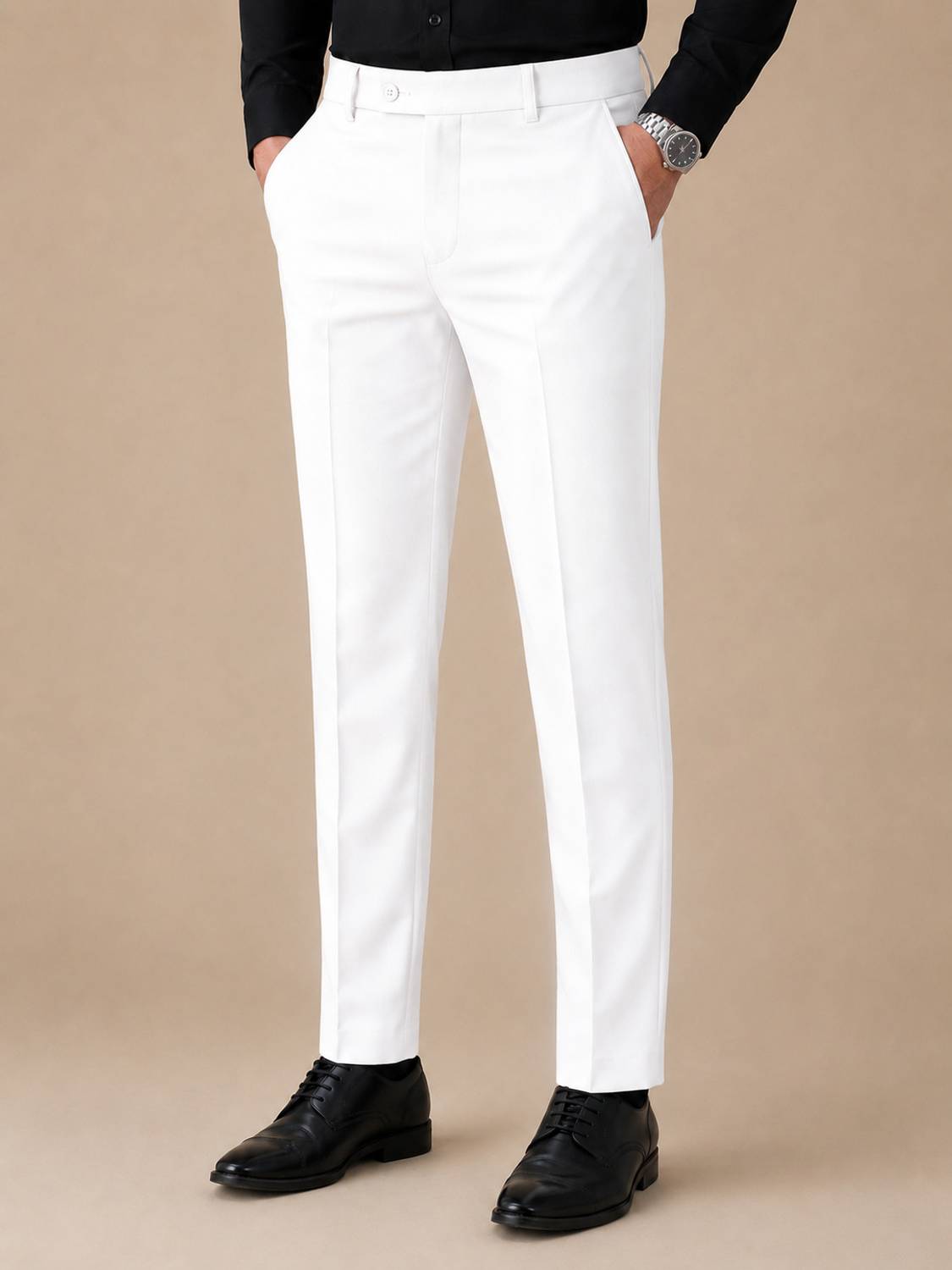 GANPATISULZ Slim Fit Men White Trousers - Image 4