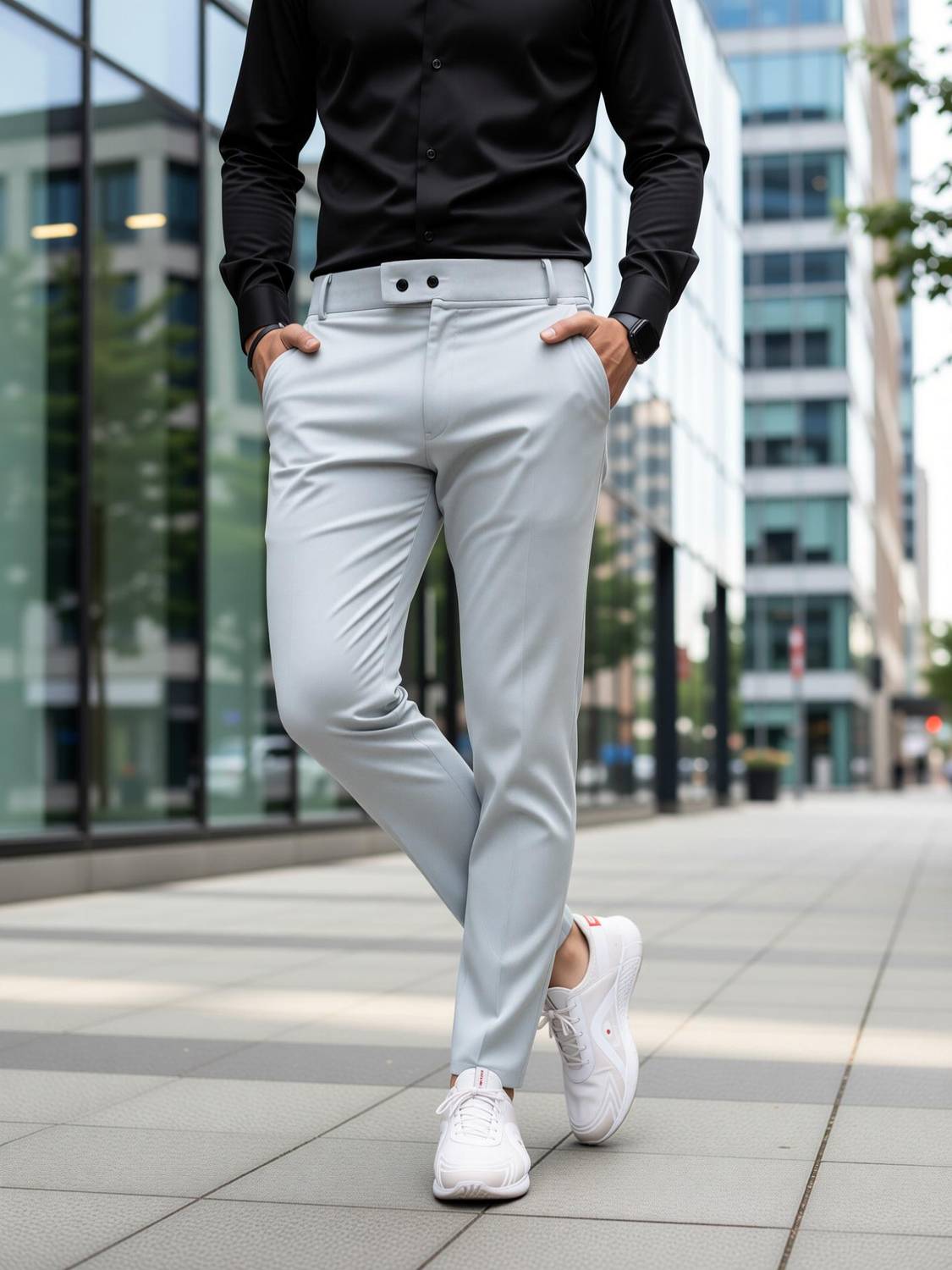 Shopsy Gibbonte Slim Fit Men Grey Trousers - Image 1