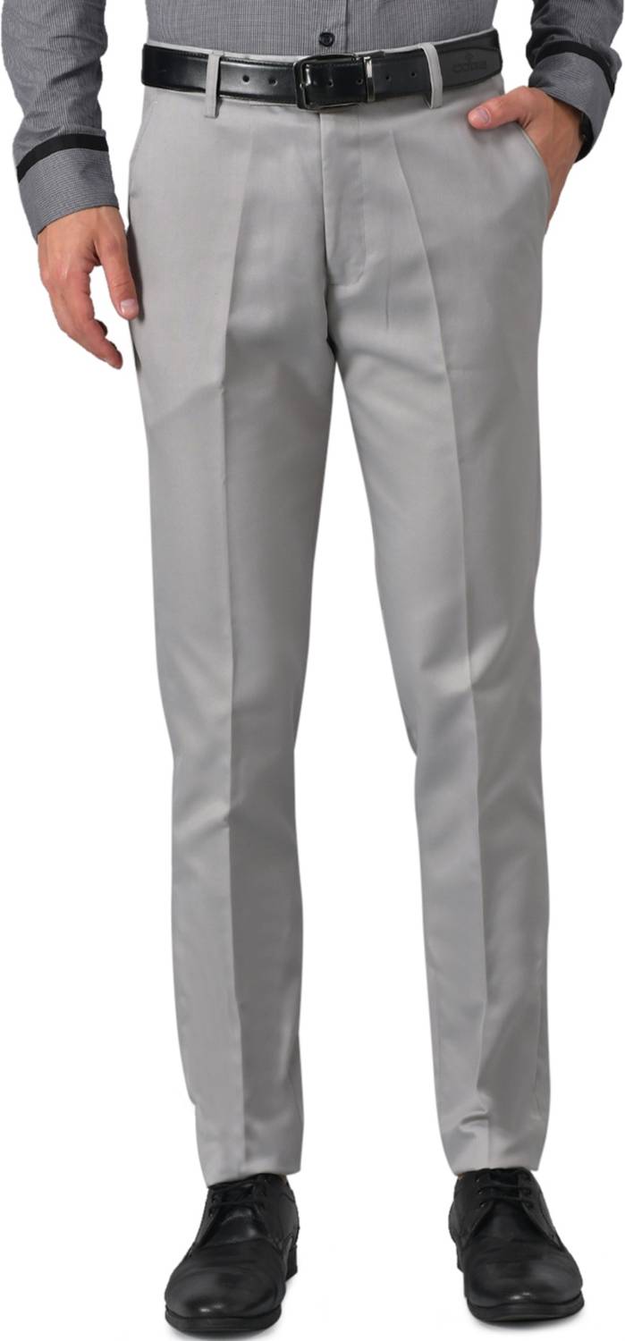 SLC Men Grey Regular Fit Formal Trousers - Image 1