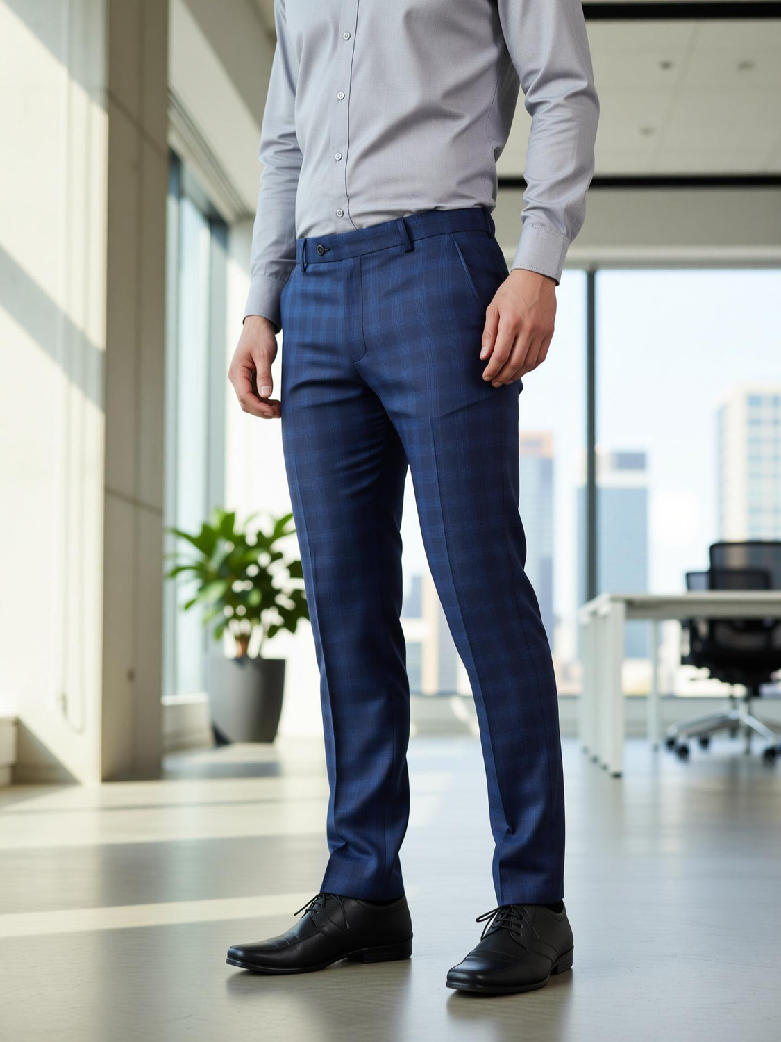 Maleno Men Dark Blue Trousers