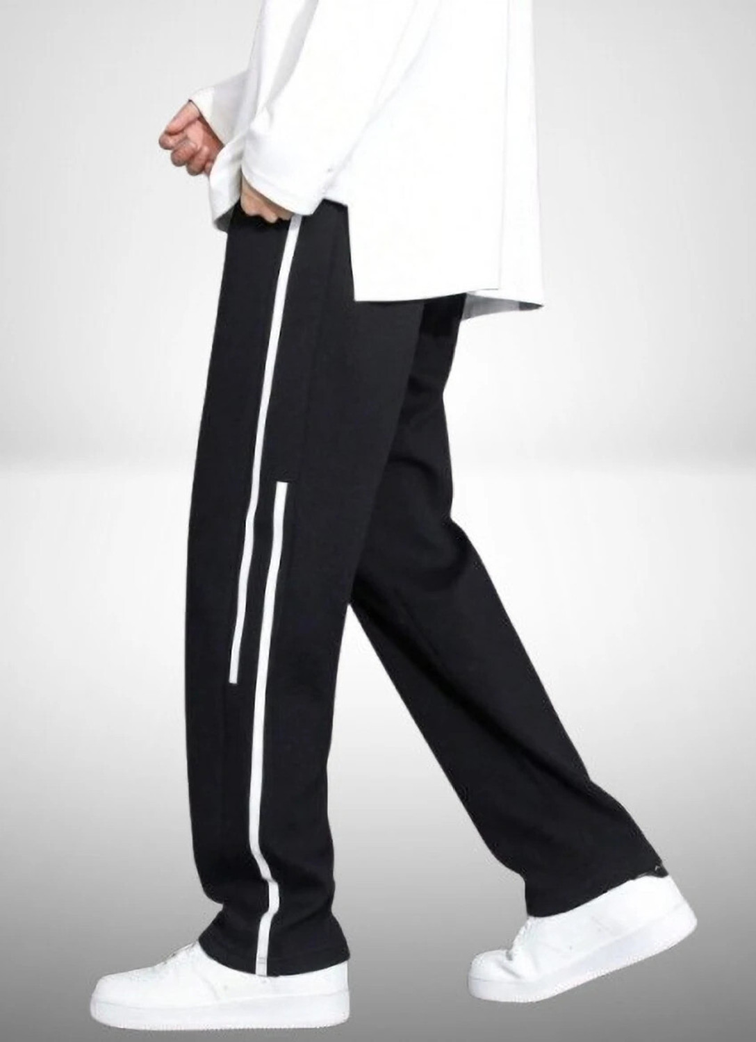 COMBRAIDED Relaxed Men Black Trousers