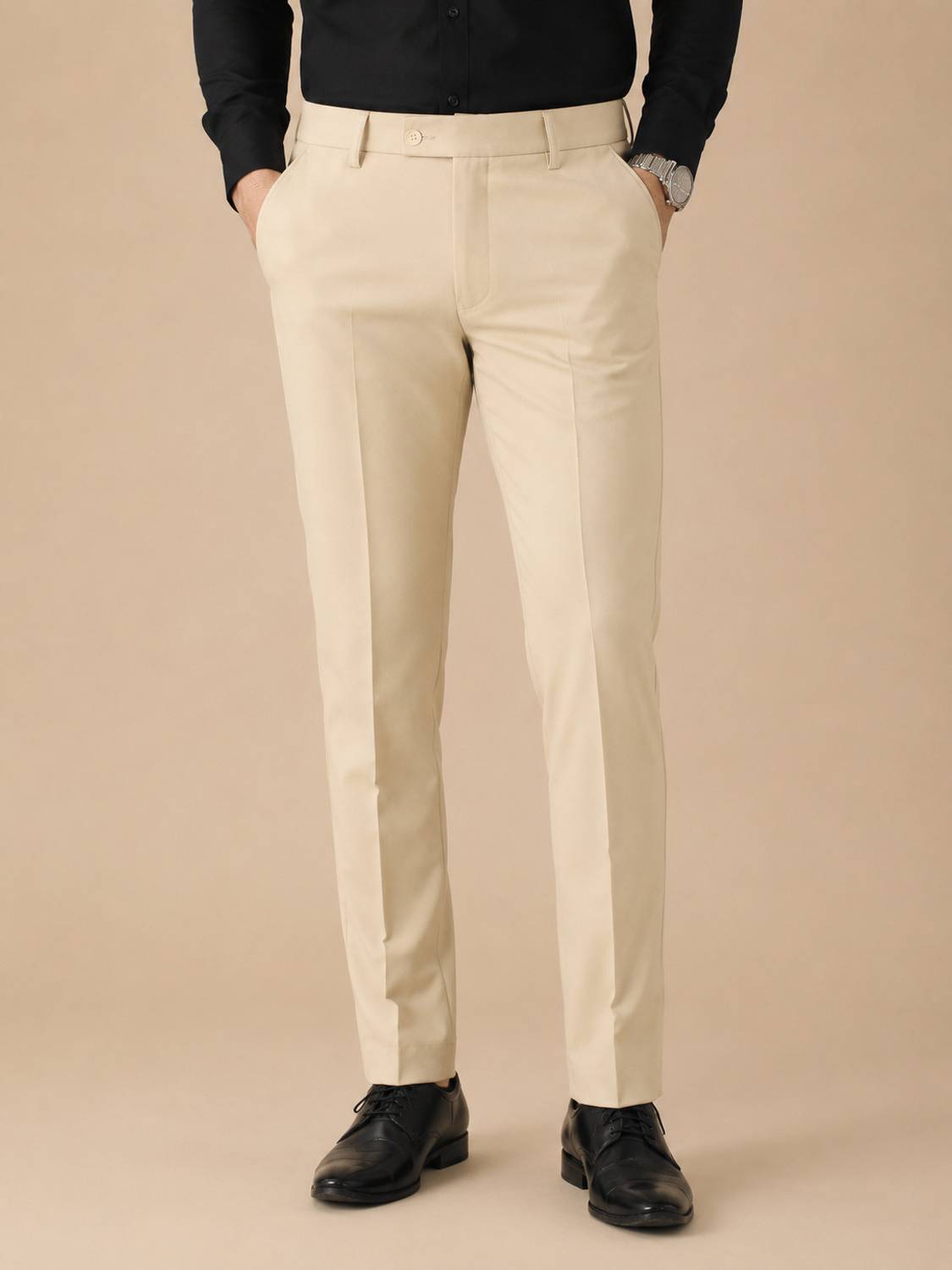 GANPATISULZ Slim Fit Men Beige Trousers - Image 3