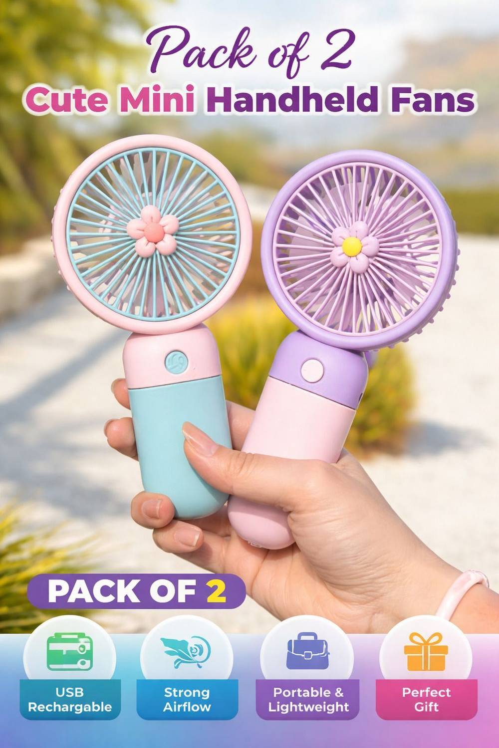 TRENDY VIBES Mini Portable USB Rechargeable Fan - Image 2