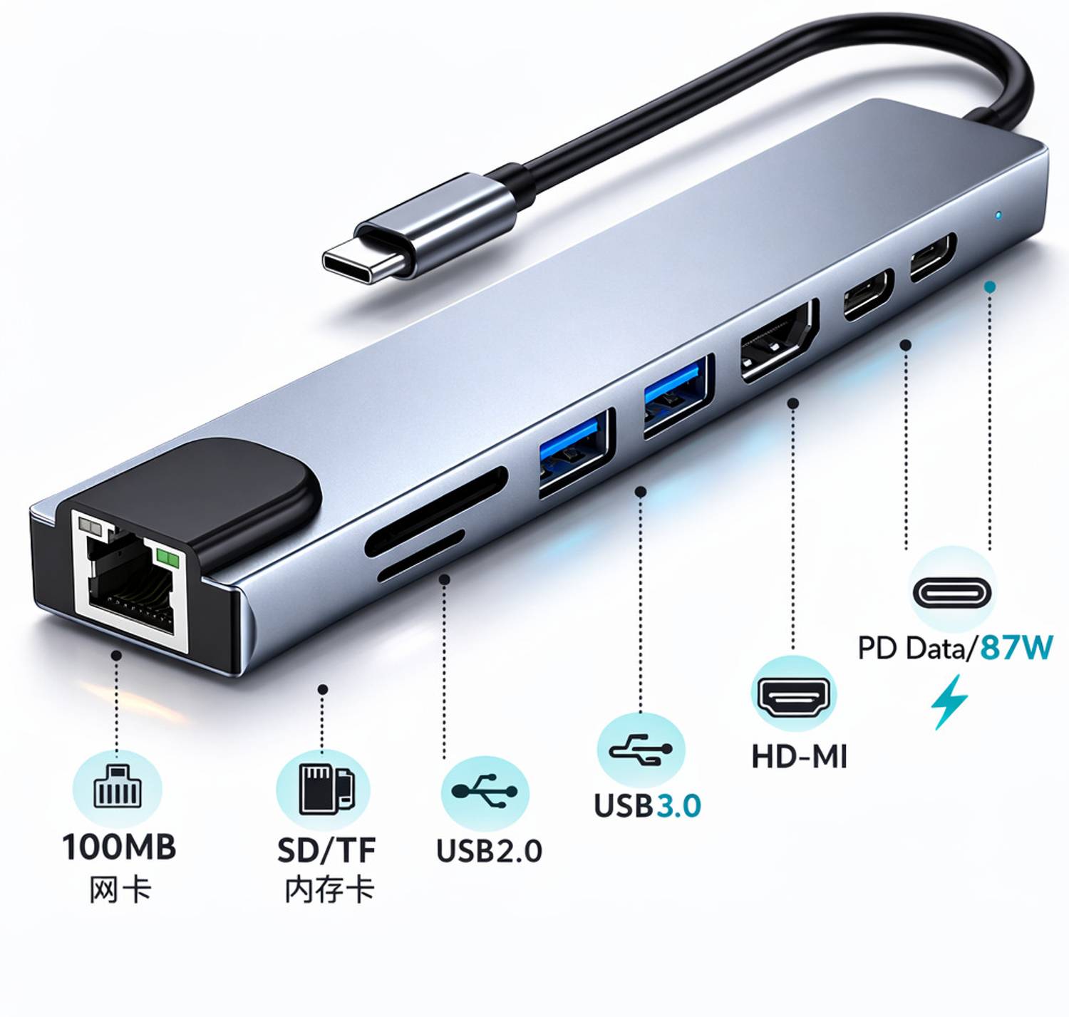 AiFit 8-in-1 USB-C Hub with 4K HDMI, 87W PD & Ethernet
