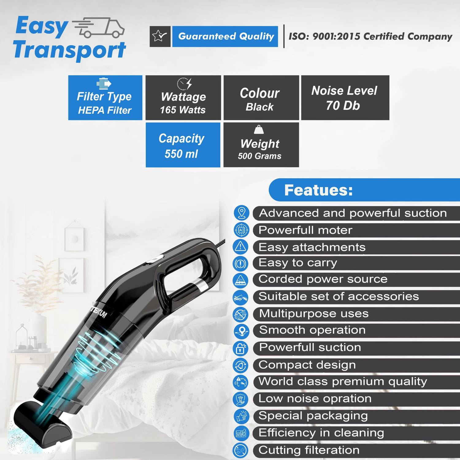 TEXUM TVC-A100 12V 165W 6 KPA Car Vacuum - Image 2