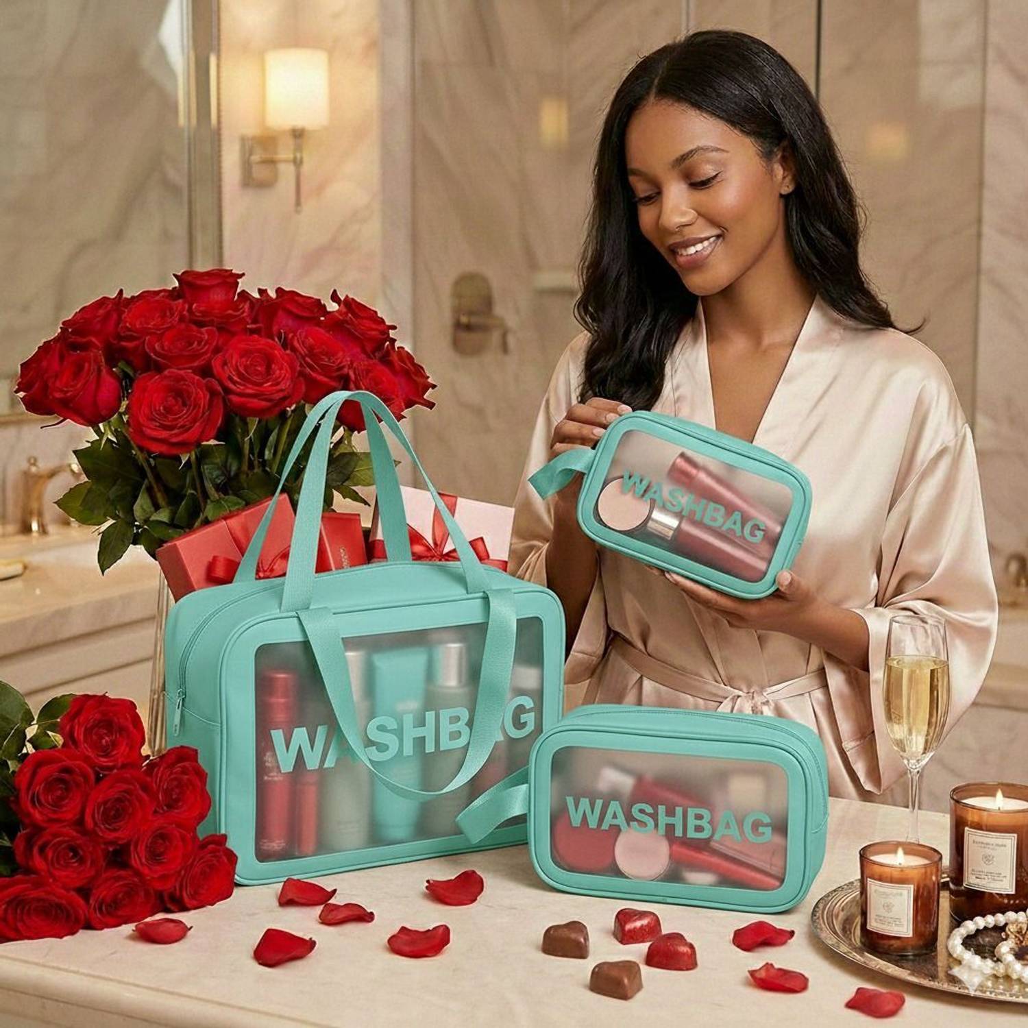 Godadi Wala 3Pcs Washbag Set, Wash Make Up Bag Waterproof Zippered Washbasg Bag, Vanity Box Function refers to the purpose of Vanity Box. Makeup, Makeup and Jewellery, etc. Vanity Box