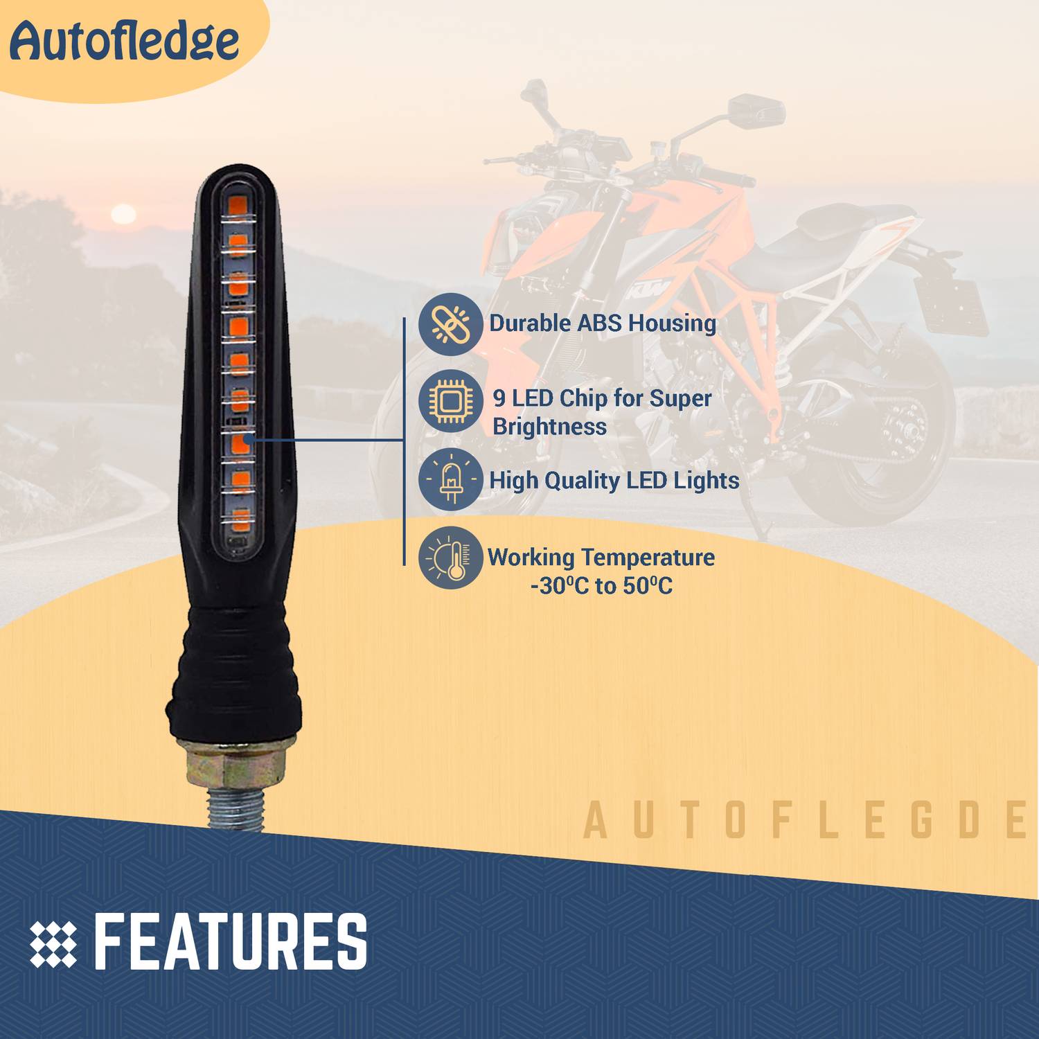 Autofledge LED Indicator Light for Bajaj, Bullet, Hero, Honda, KTM, - Image 2