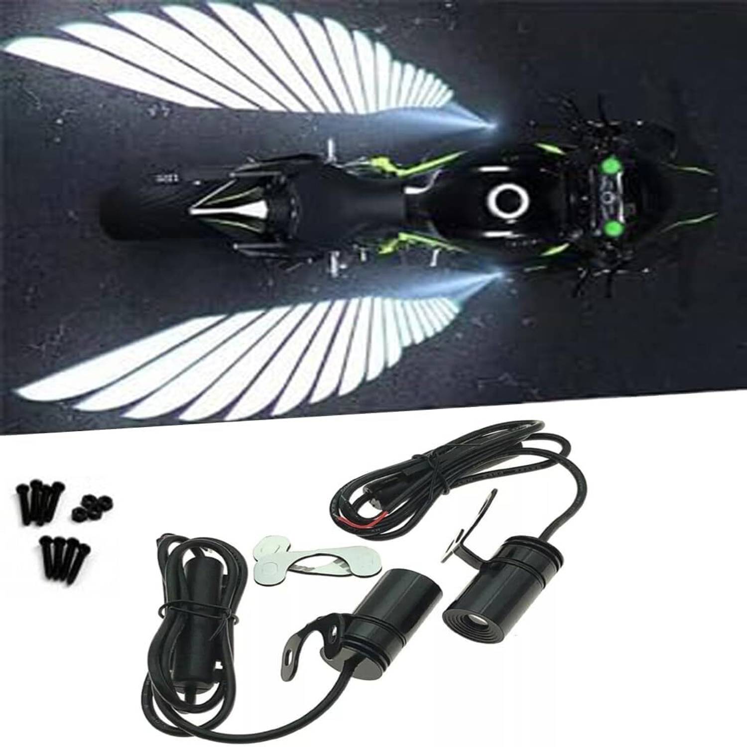 SHOP4U Angel Wings Neon Bike Lighting Projector, White - Image 1