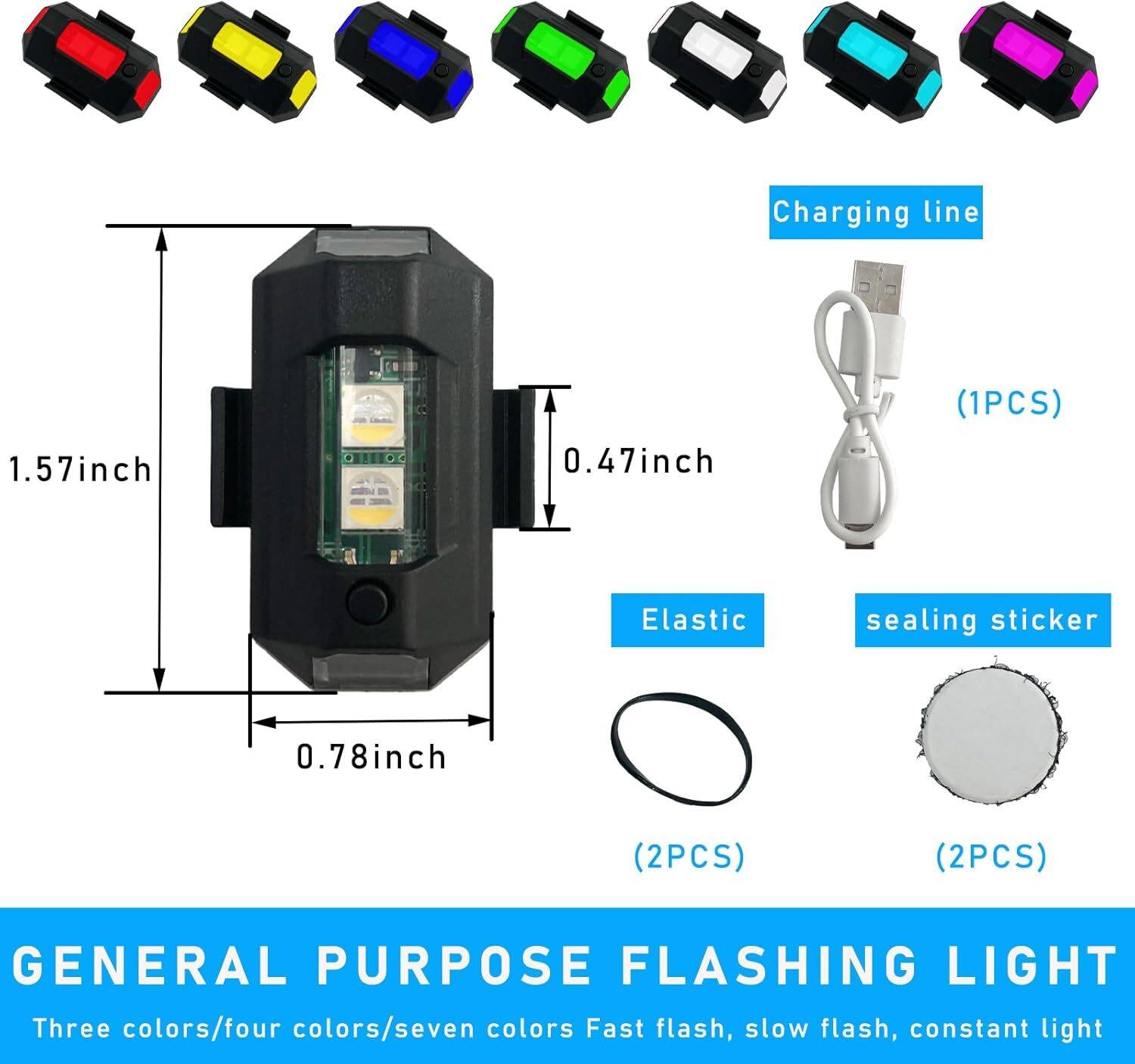carempire Mini LED Strobe Light 7 Color Rechargeable - Image 2