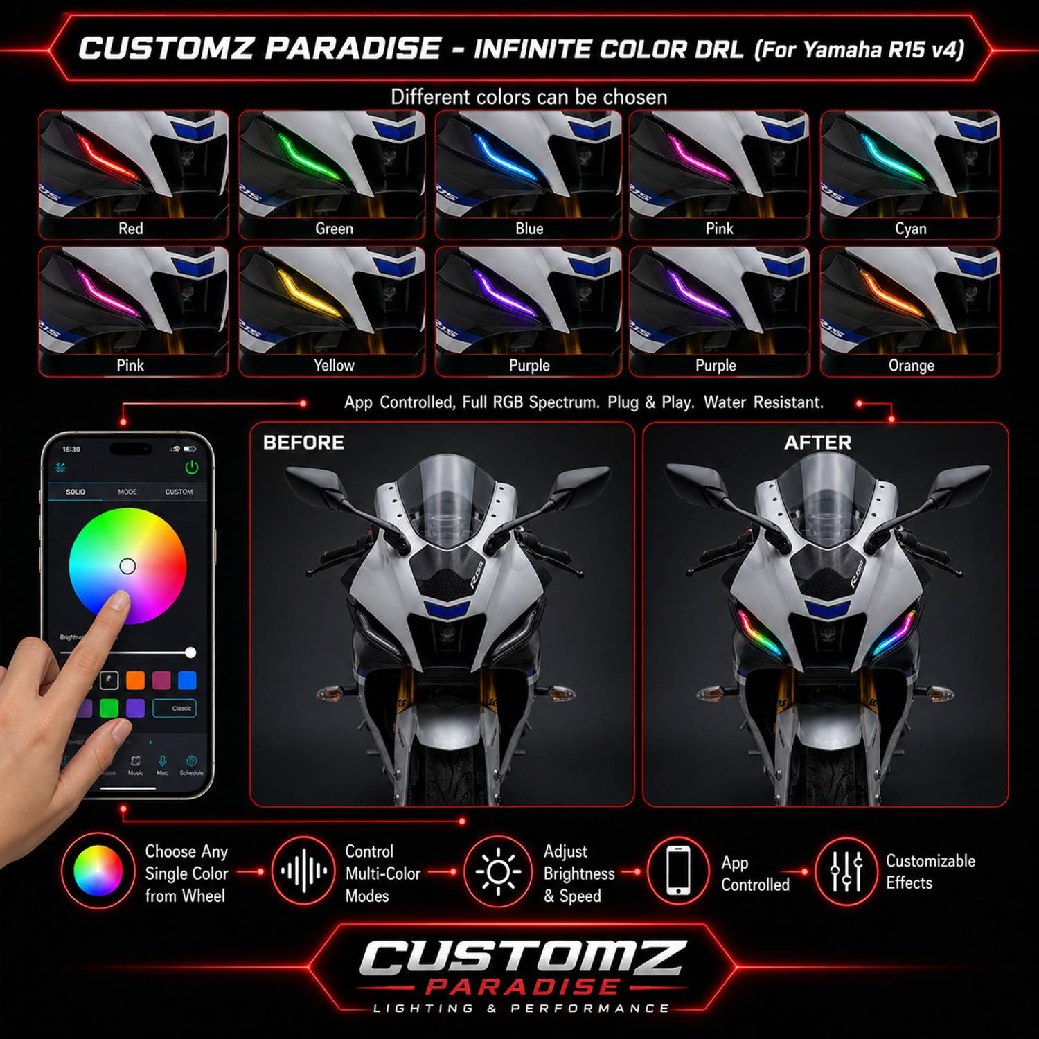 customz paradise Yamaha R15 V4 Smart RGB Headlight - Image 4