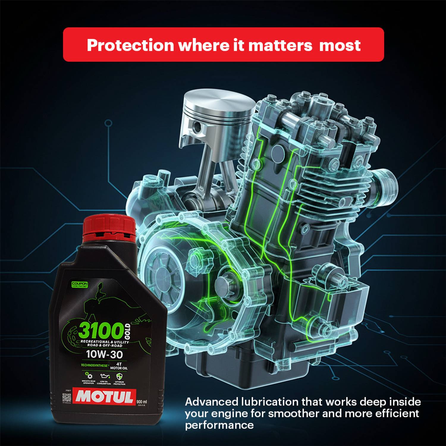 MOTUL 3100 Gold 4T 10W-30 Synthetic Blend Engine Oil - Image 5