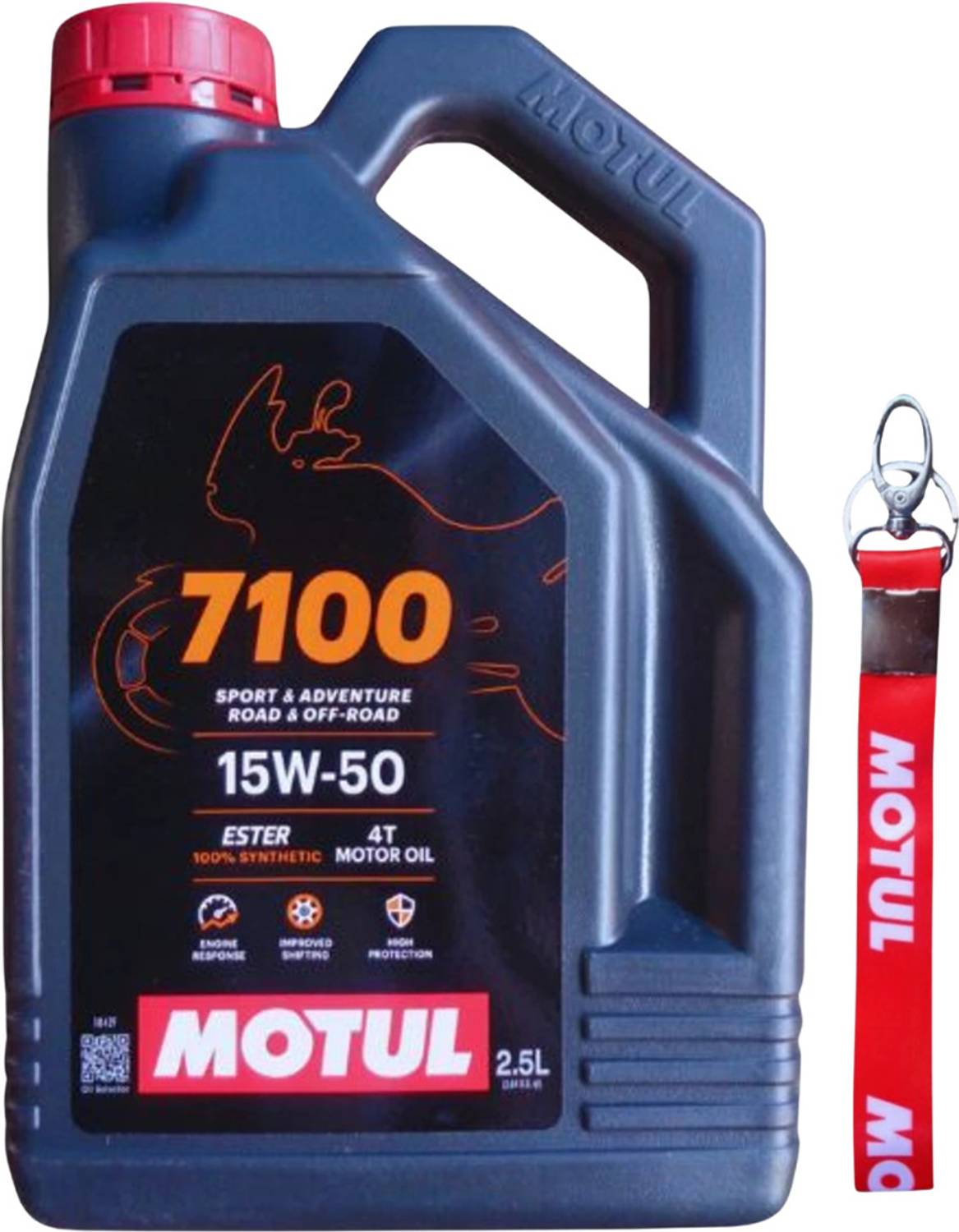 MOTUL 7100 15W50 2.5L Full-Synthetic Engine Oil with Key Chain - Image 1