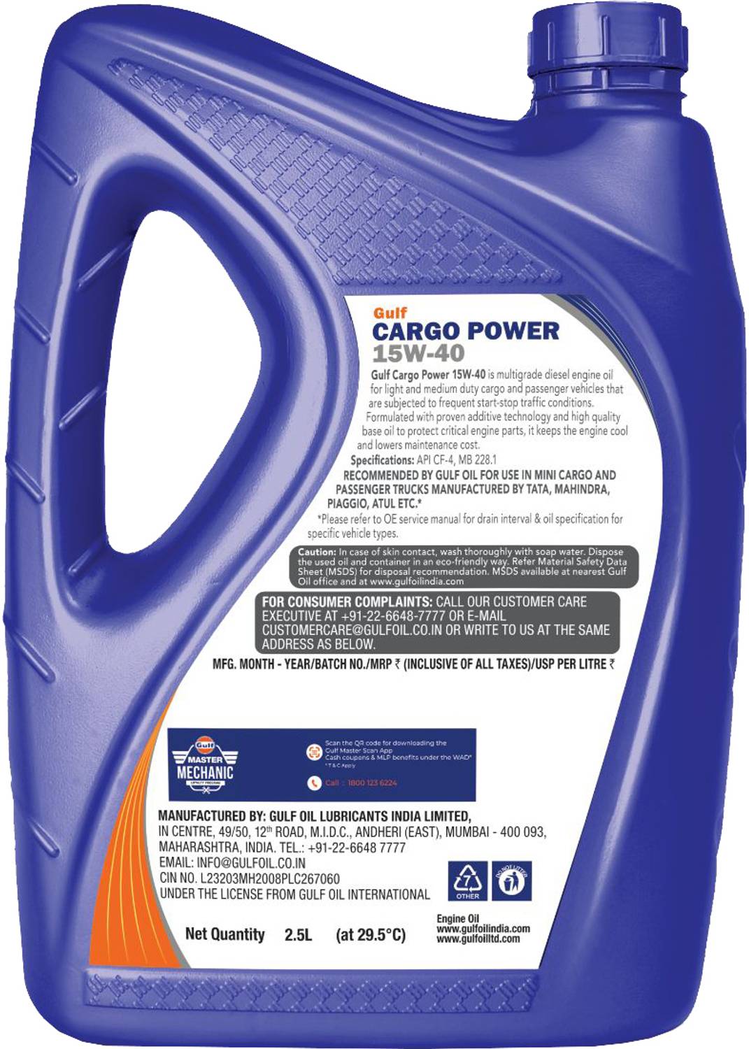 Gulf CARGO POWER 15W-40 API CF4, MB 228.1 - Image 2
