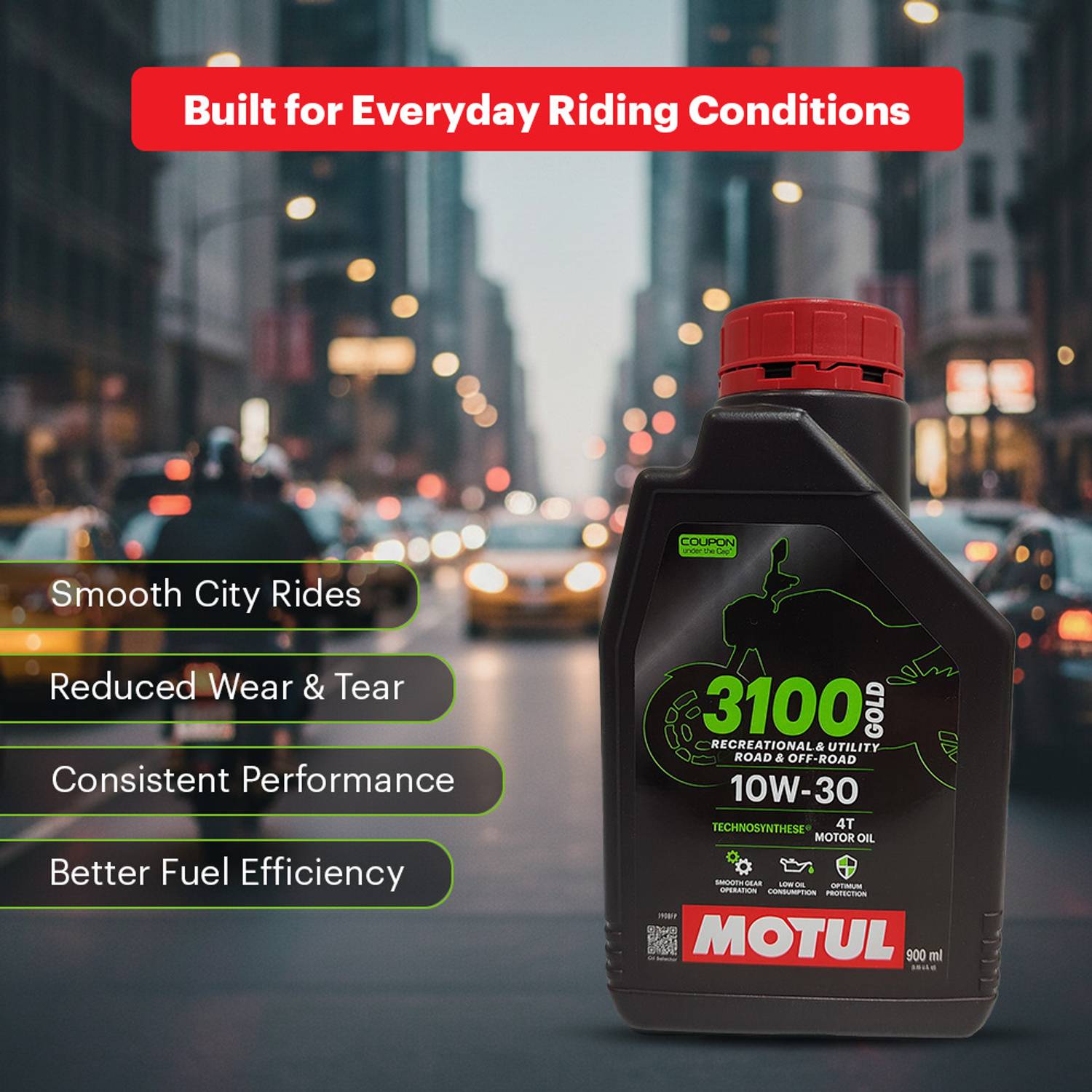 MOTUL 3100 Gold 4T 10W-30 Synthetic Blend Engine Oil - Image 4