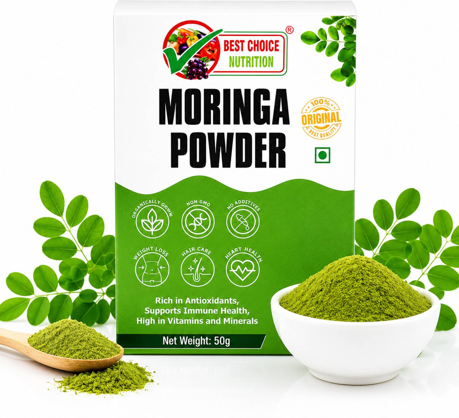 BEST CHOICE NUTRITION Moringa Powder For Skin & Hair Care | Supports Immunity, Weight Management