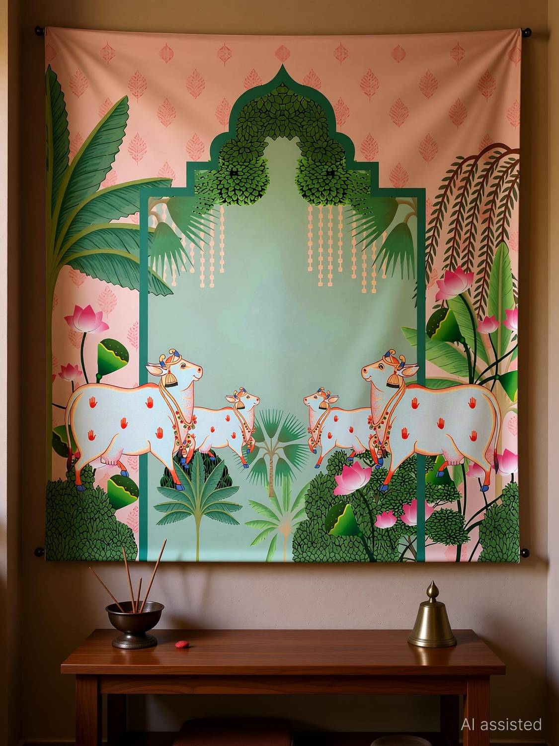 VSTCREATION Pooja, Wedding, Diwali Backdrop 5 Ft X 5 Ft