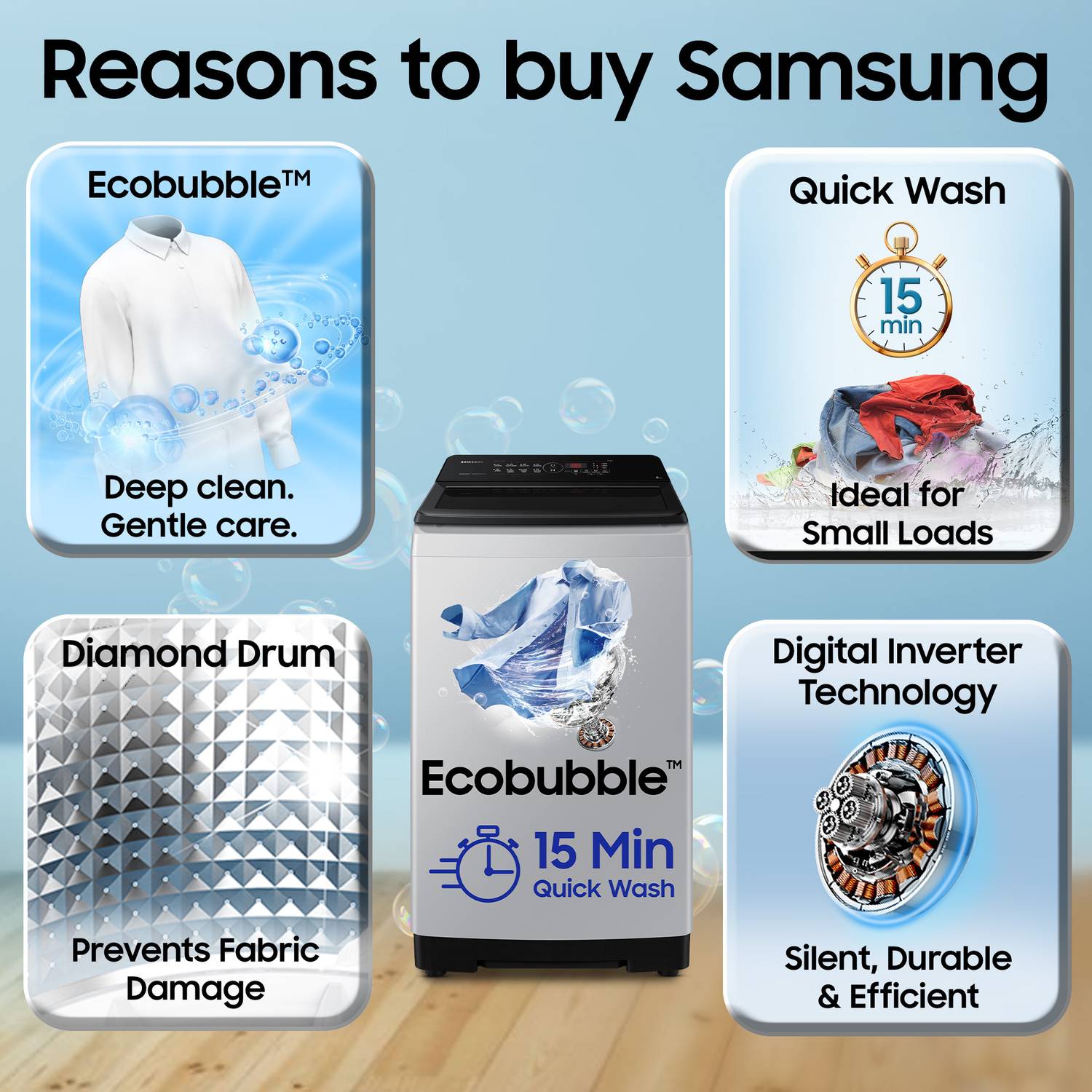 Samsung 8 kg Top Load Washing Machine Grey - Image 3