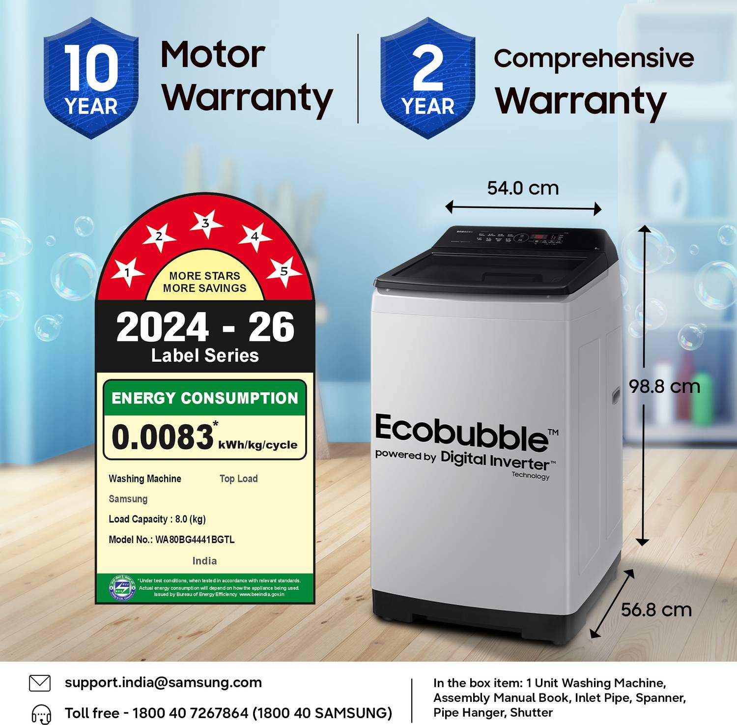 Samsung 8 kg Top Load Washing Machine Grey - Image 2