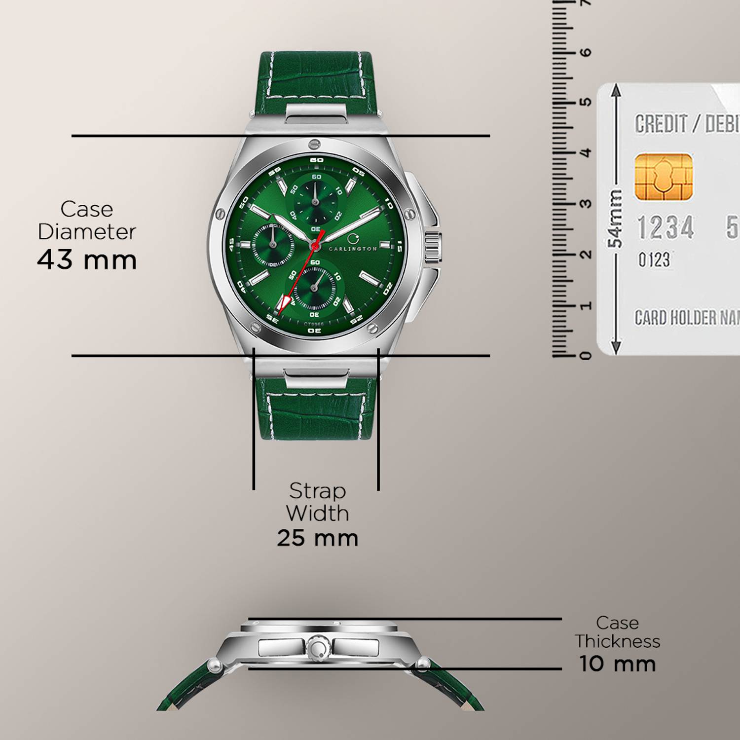 Carlington 9966 Silver Green Men's Watch - Image 3