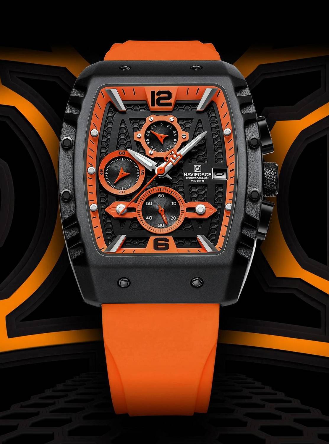 NAVIFORCE 8025 Orange Chronograph Watch - Image 1