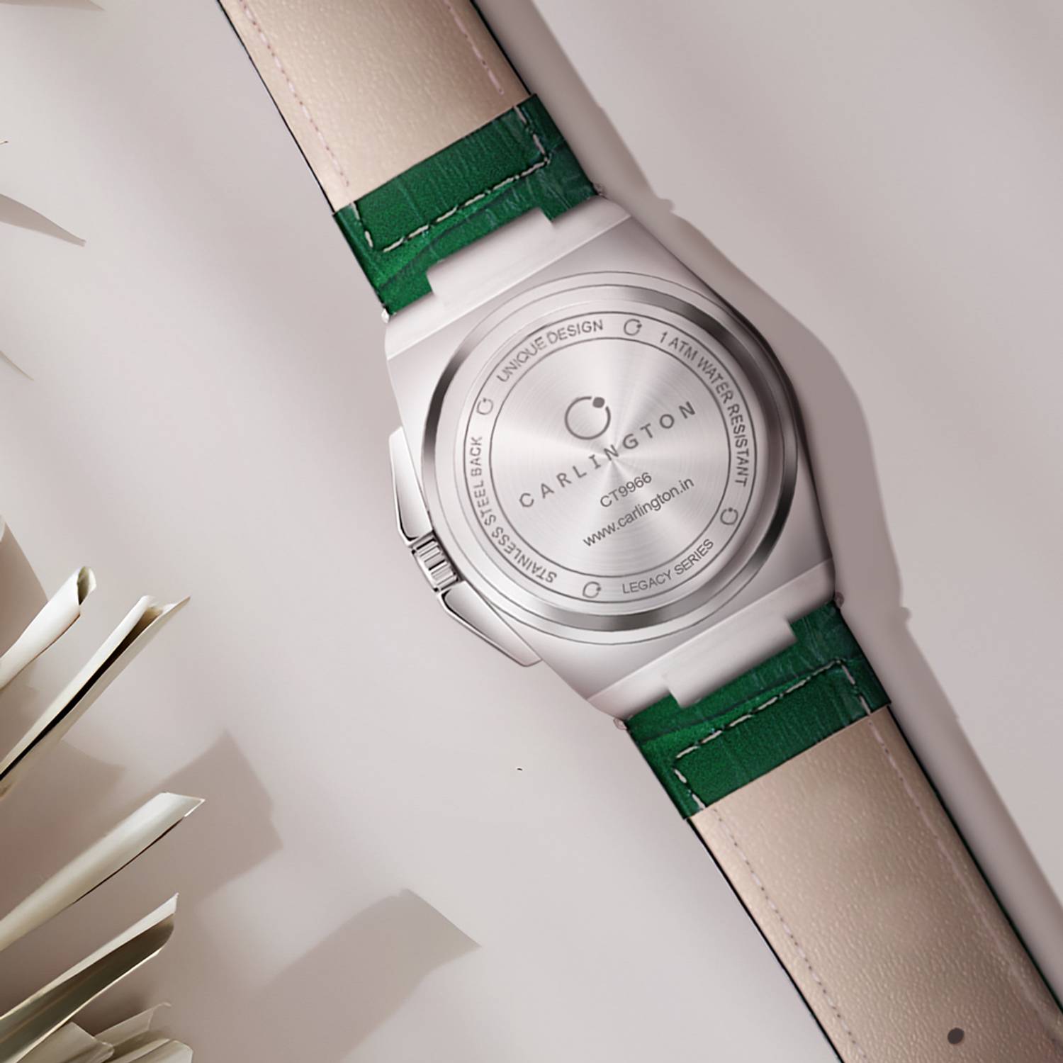 Carlington 9966 Silver Green Men's Watch - Image 4