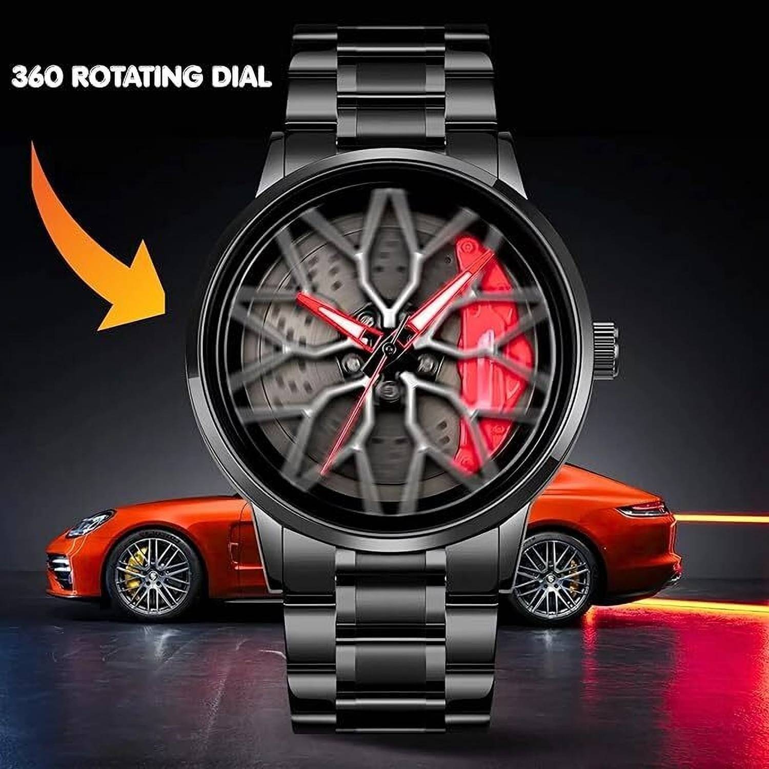 Kanvictz Spinning Car Wheel Gyro Red Watch - Image 4